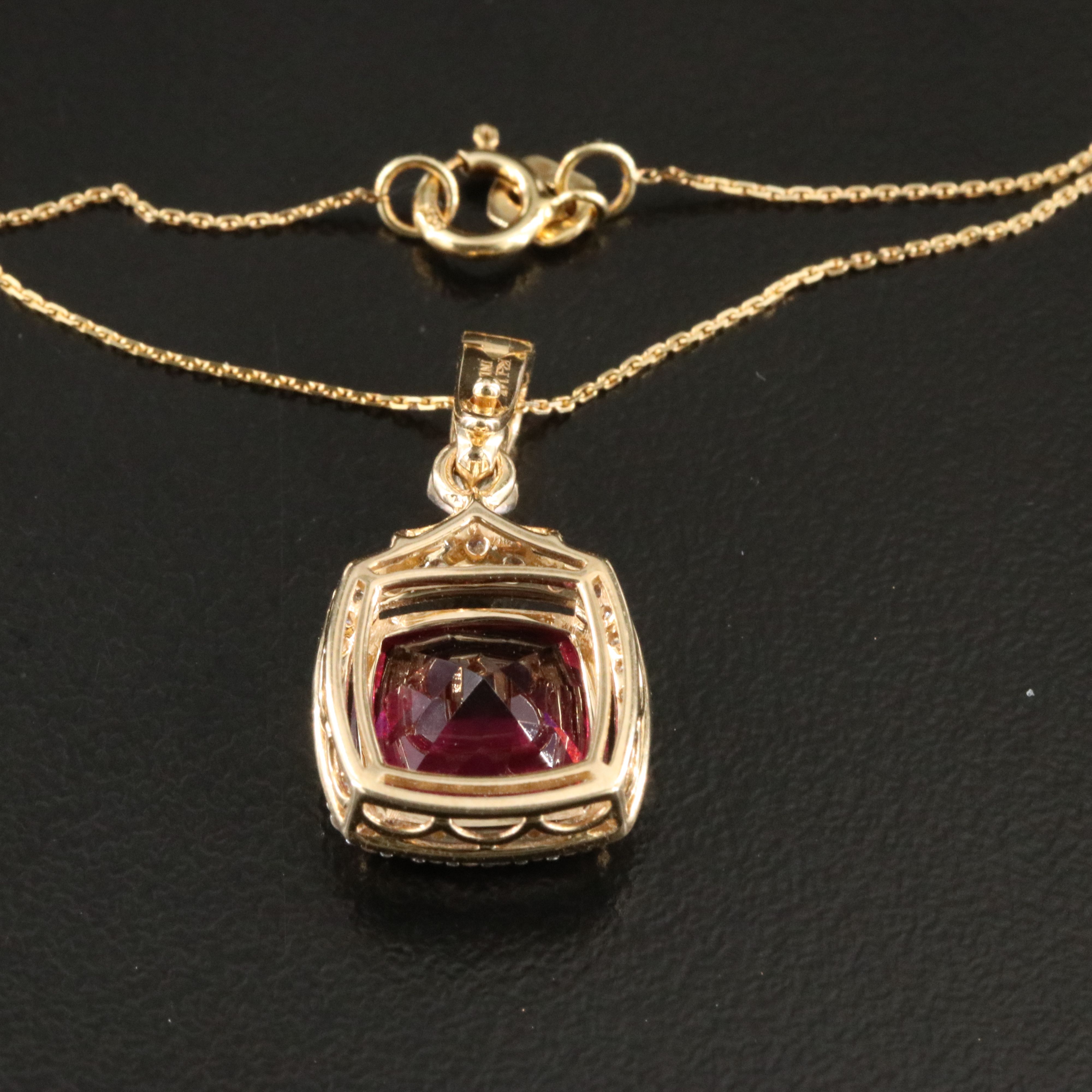 14K Garnet and Diamond Enhancer Pendant Necklace