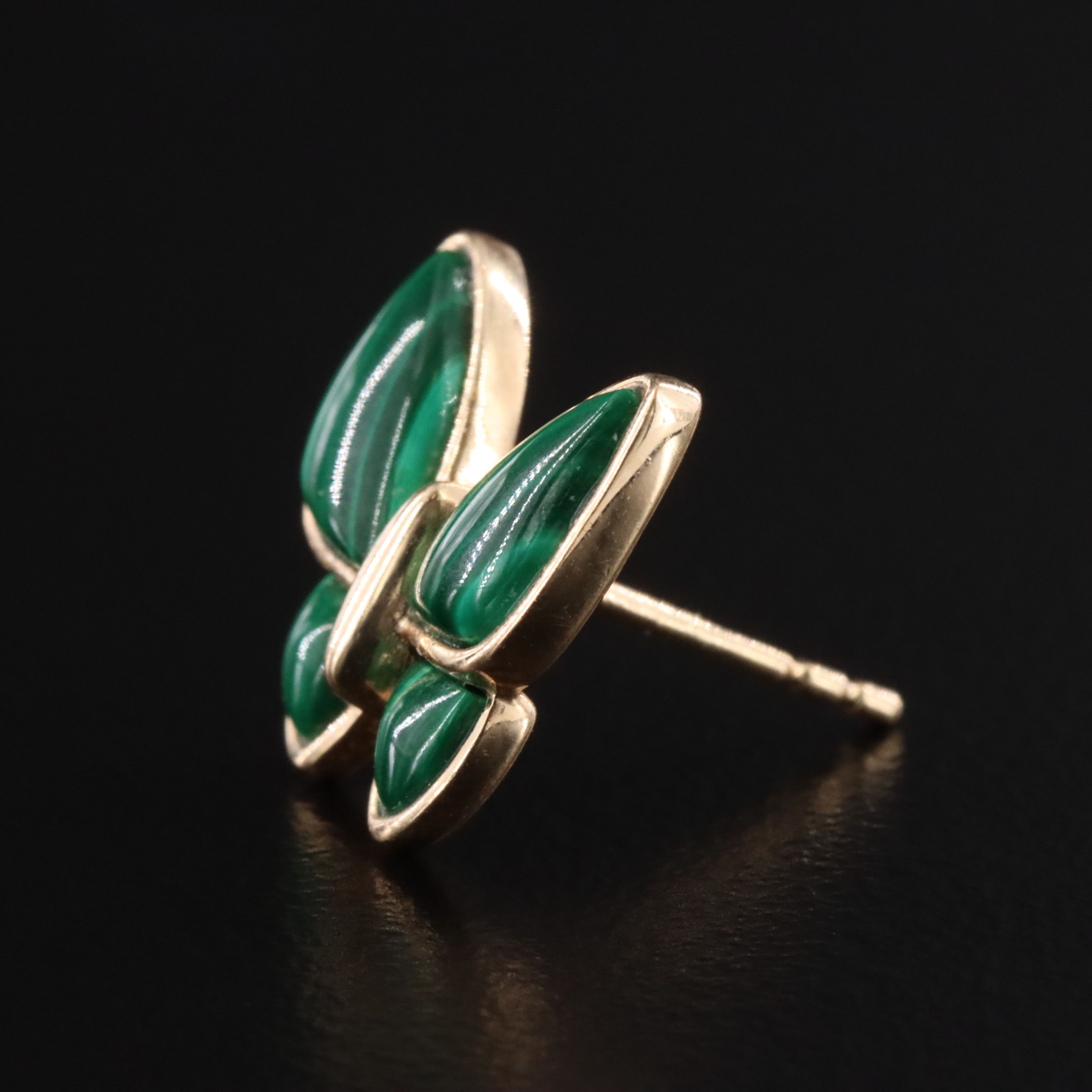 14K Malachite Butterfly Earrings