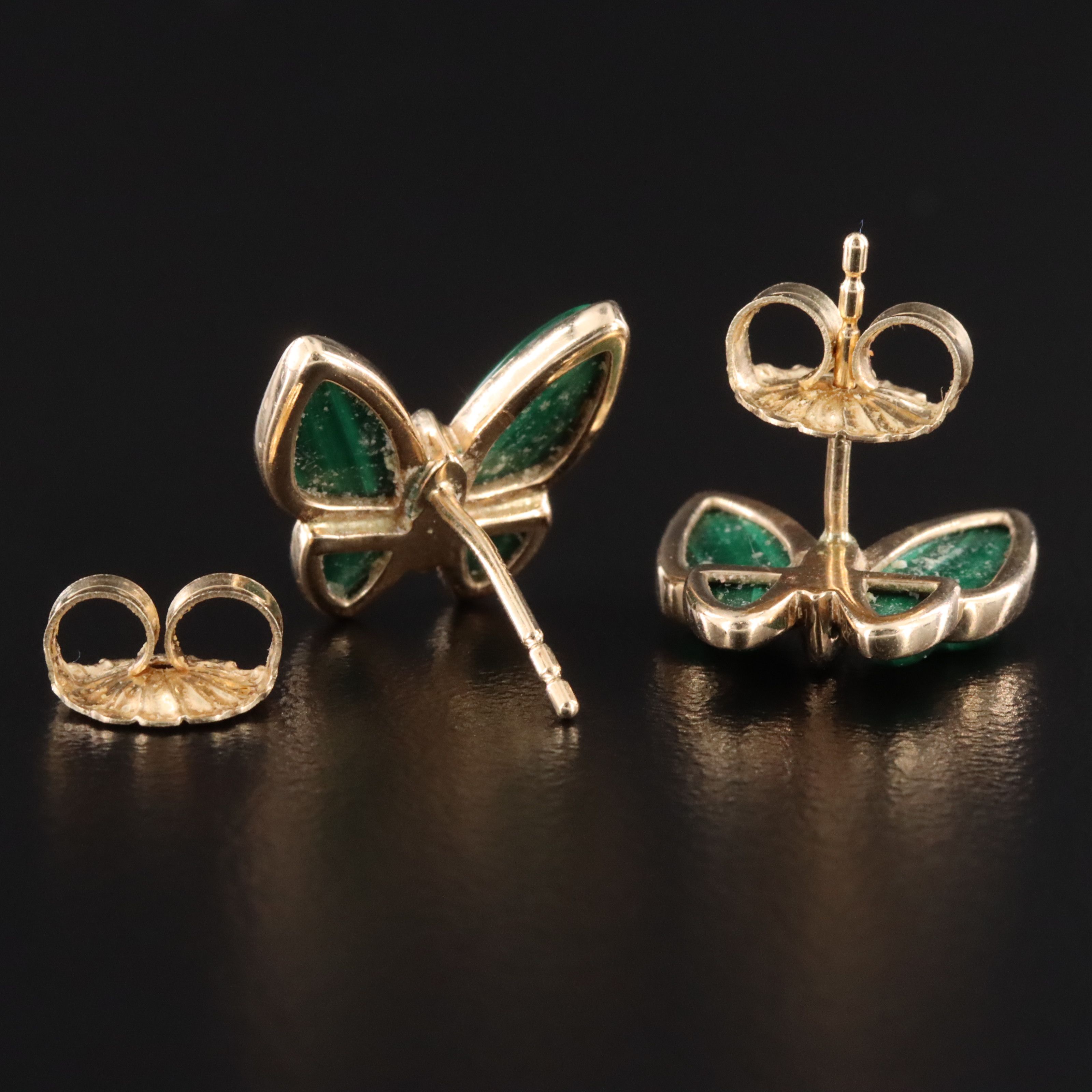 14K Malachite Butterfly Earrings