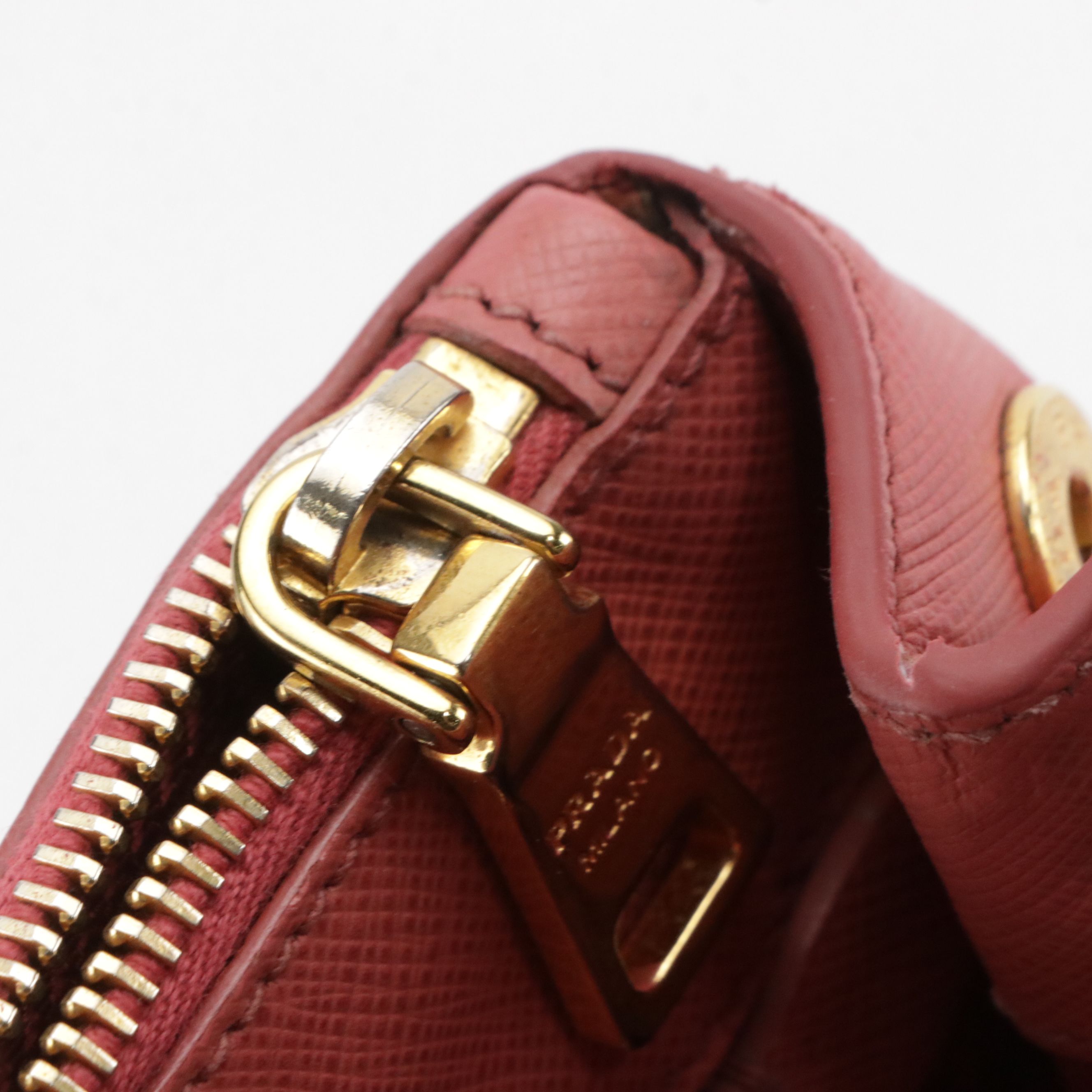 Prada Small Double Zip Galleria Top Handle Tote Bag in Pink Saffiano Leather