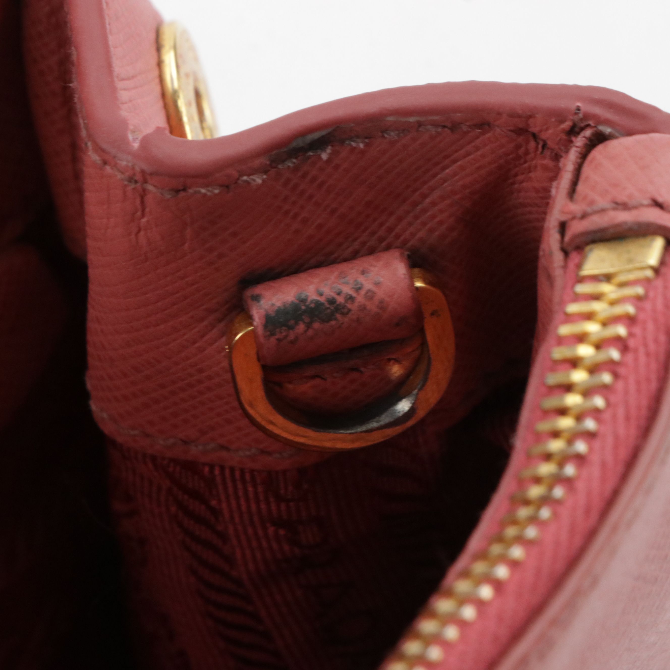 Prada Small Double Zip Galleria Top Handle Tote Bag in Pink Saffiano Leather