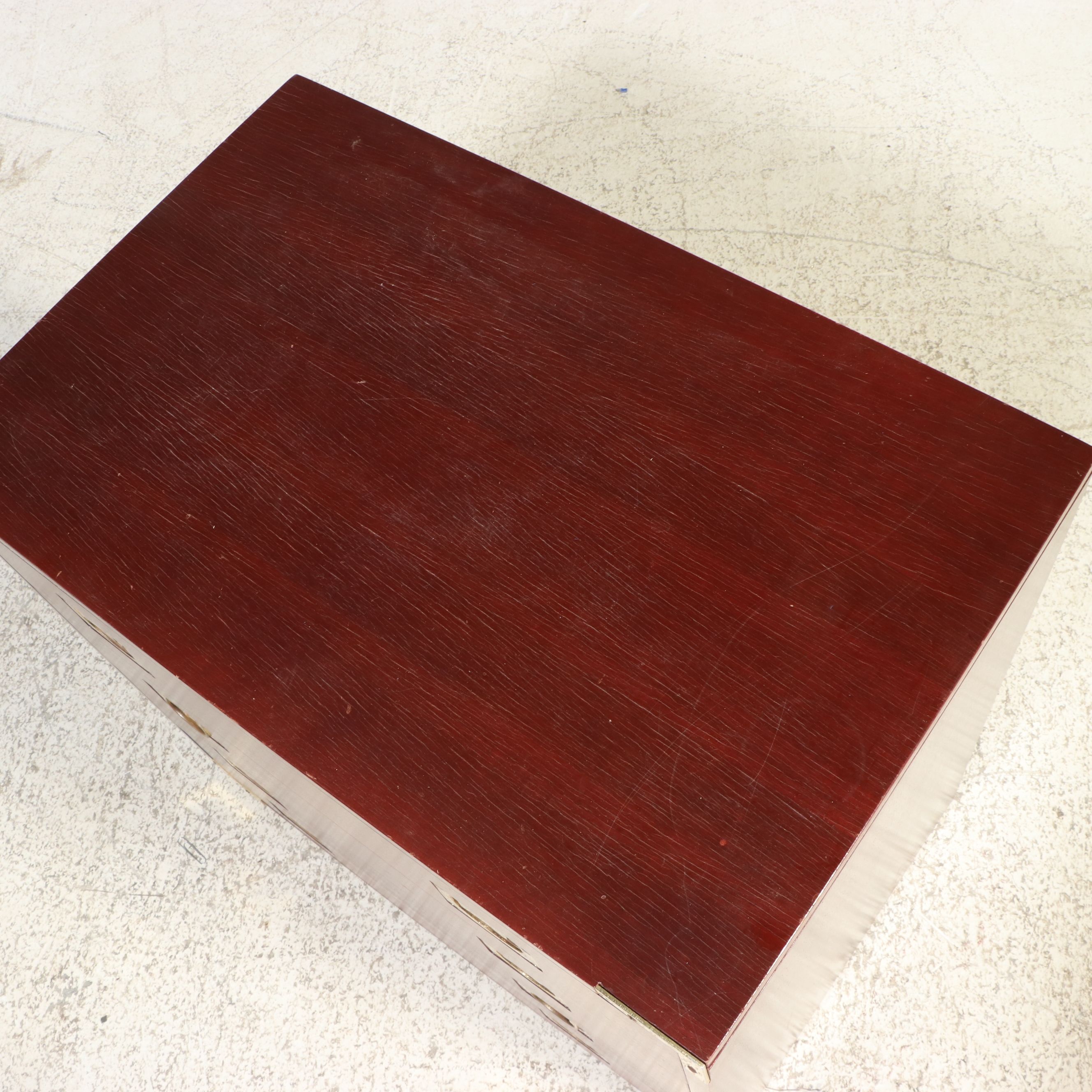Campaign Style Mahogany Four-Drawer Bedside Chest, Late 20th Century