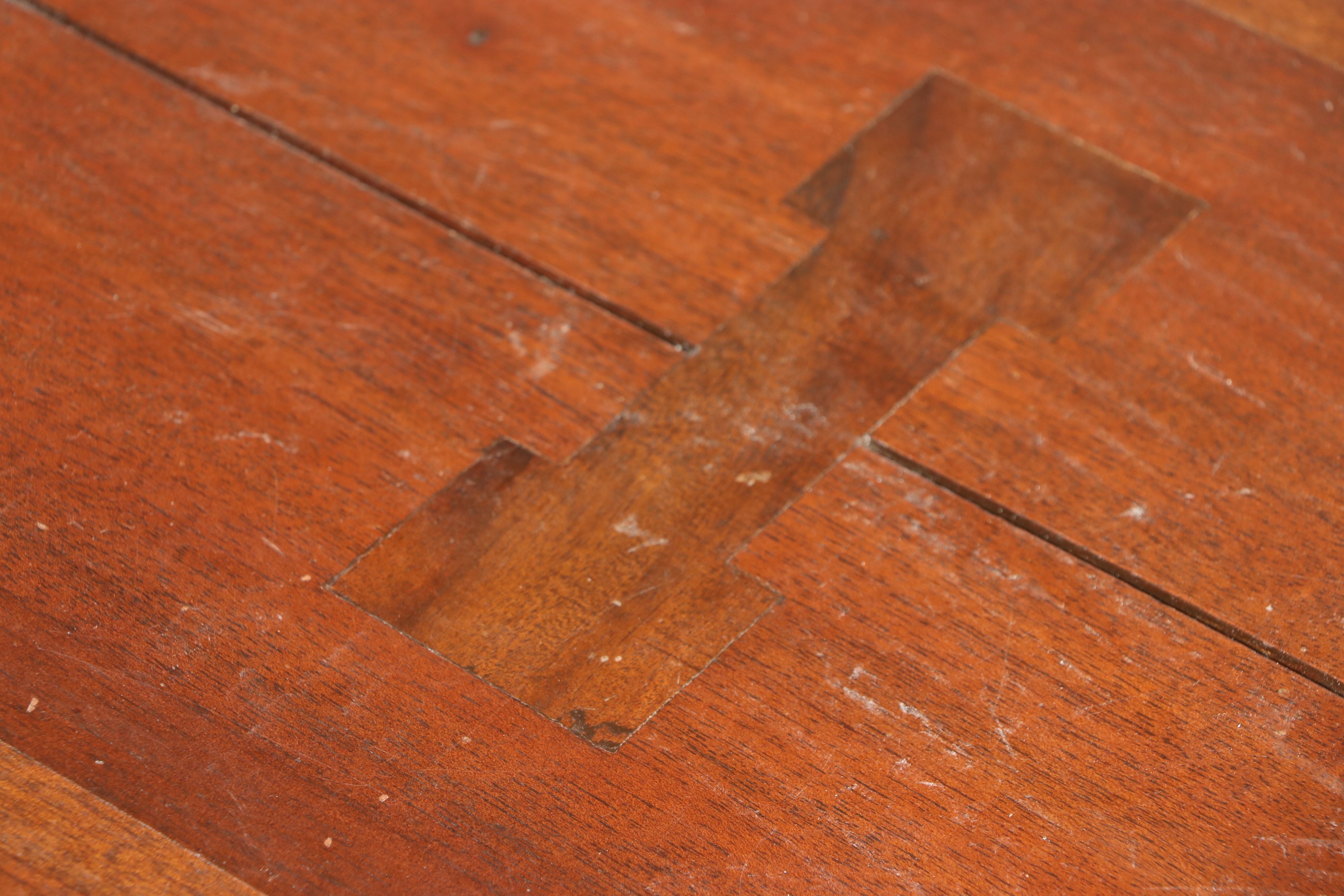 Rustic Inset Plank Trestle Dining Table with Butterfly Joints, 21st Century