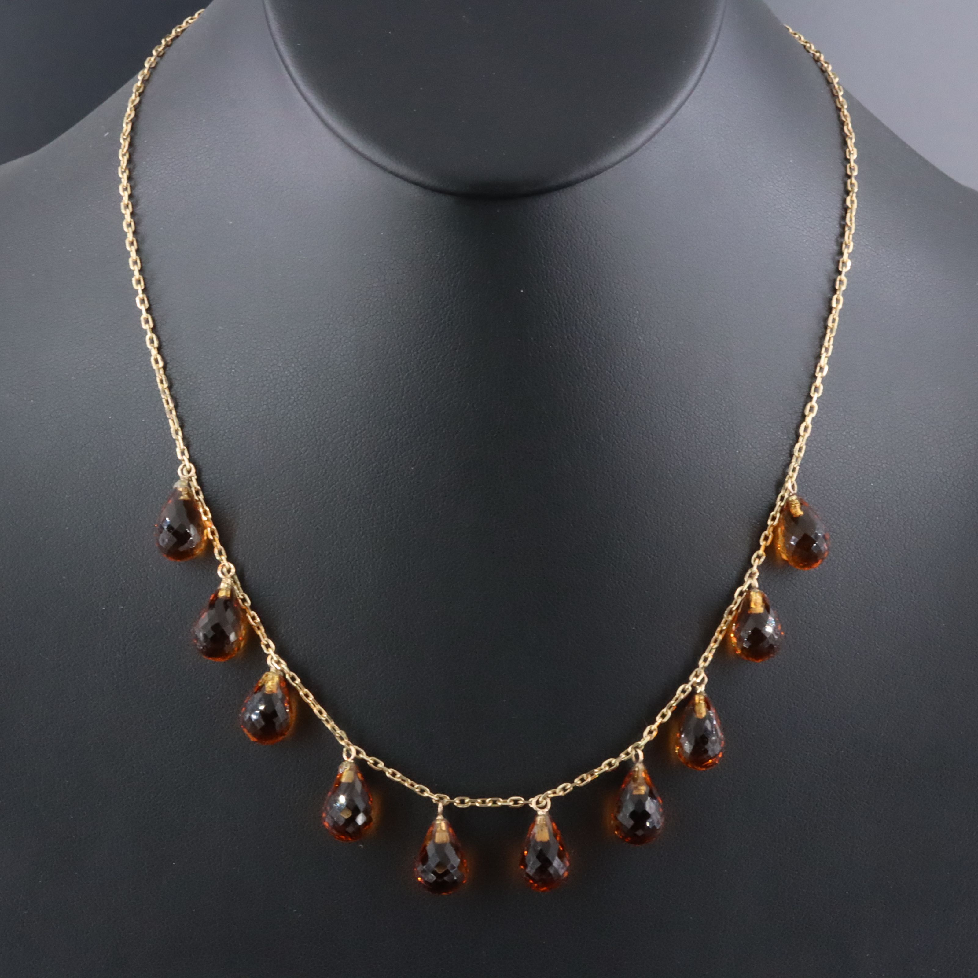 14K Citrine Fringe Necklace