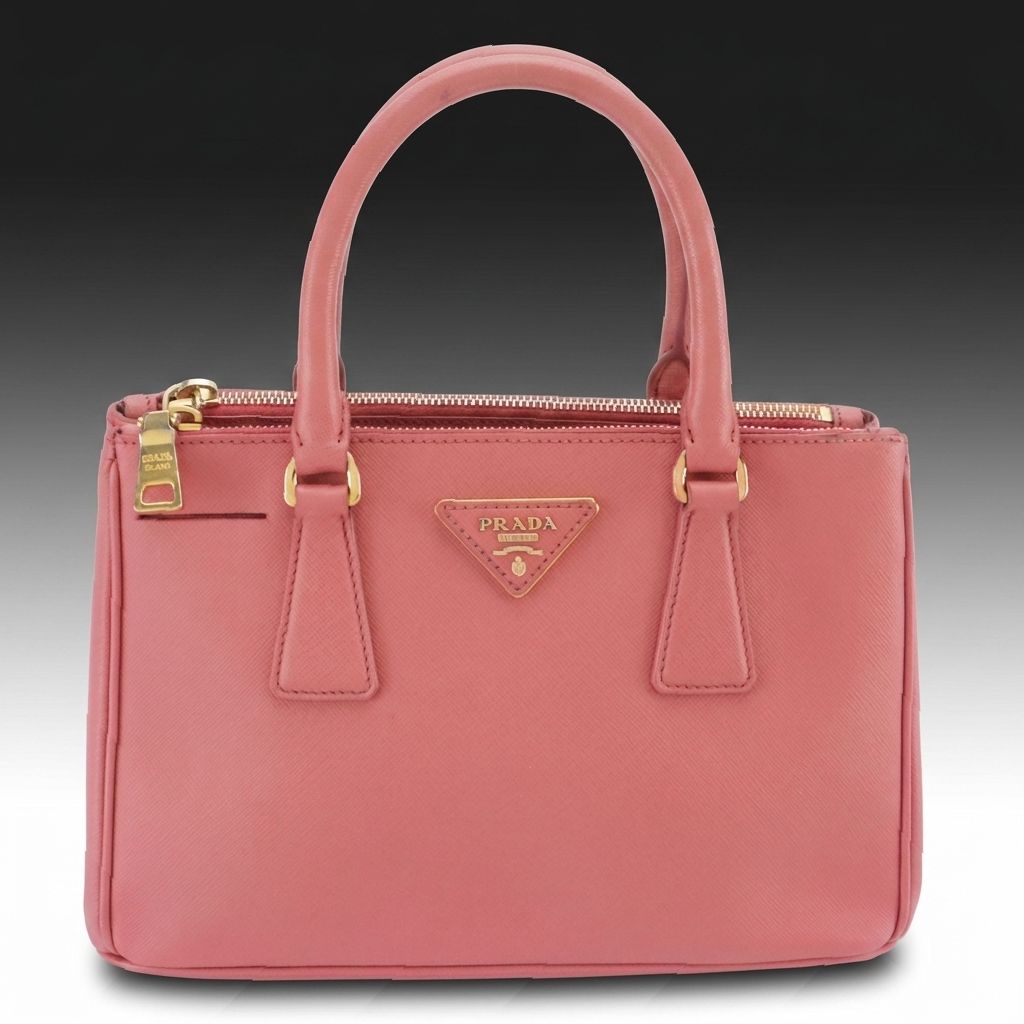 Prada Small Double Zip Galleria Top Handle Tote Bag in Pink Saffiano Leather