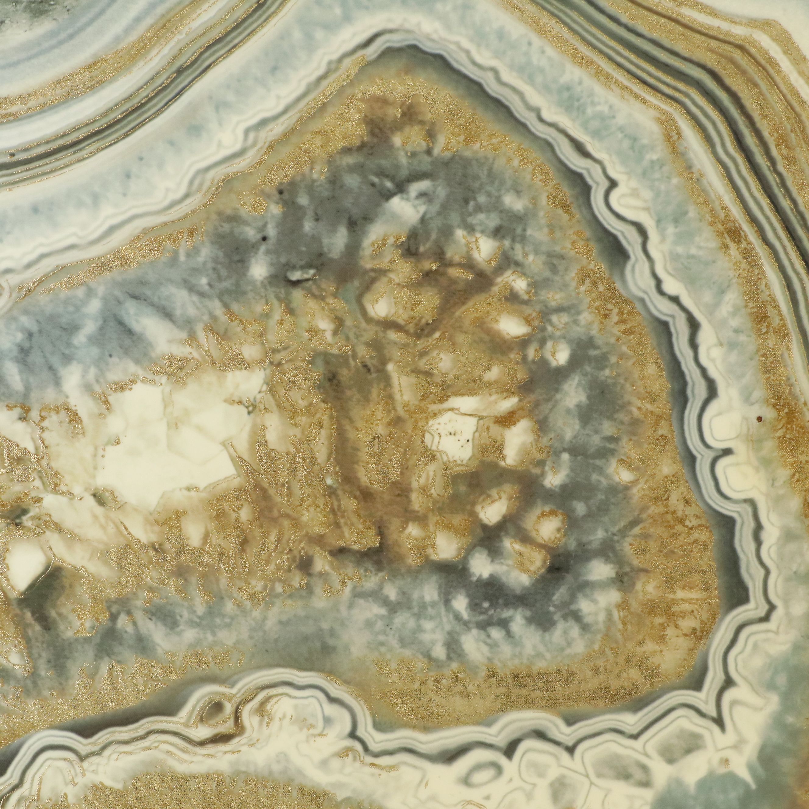 Embellished Giclée of Grey and Gold Agate, 21st Century