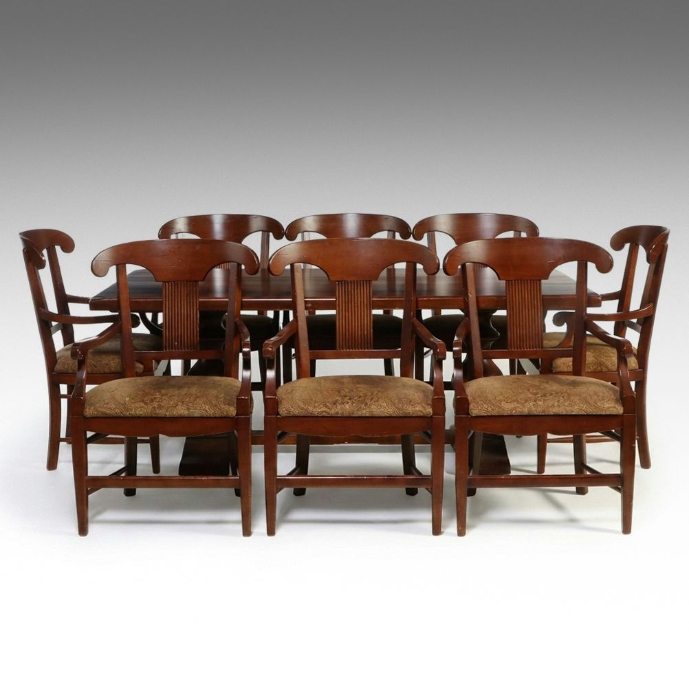 Arhaus Italian Trestle Dining Table and Eight Chairs