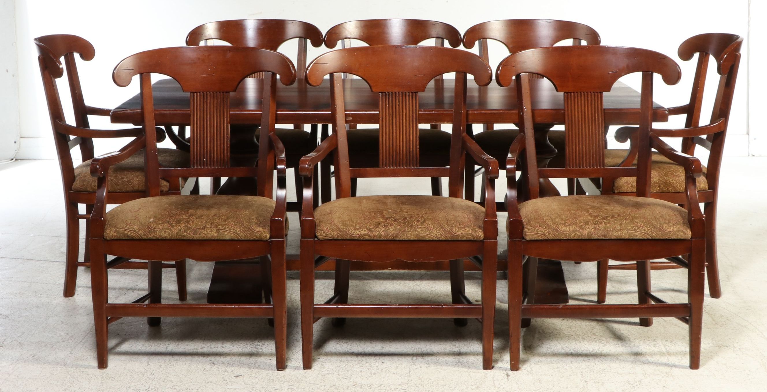 Arhaus Italian Trestle Dining Table and Eight Chairs