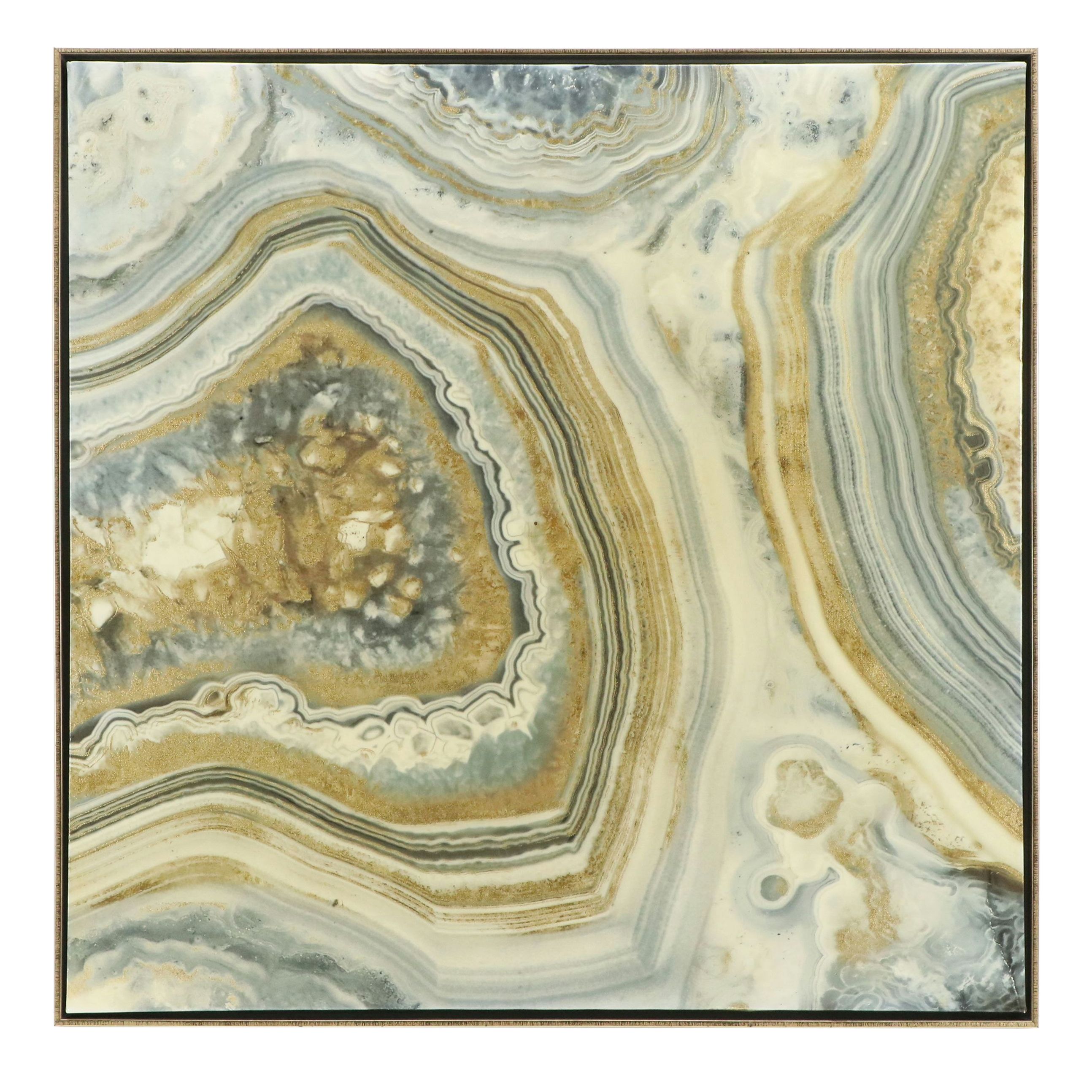 Embellished Giclée of Grey and Gold Agate, 21st Century
