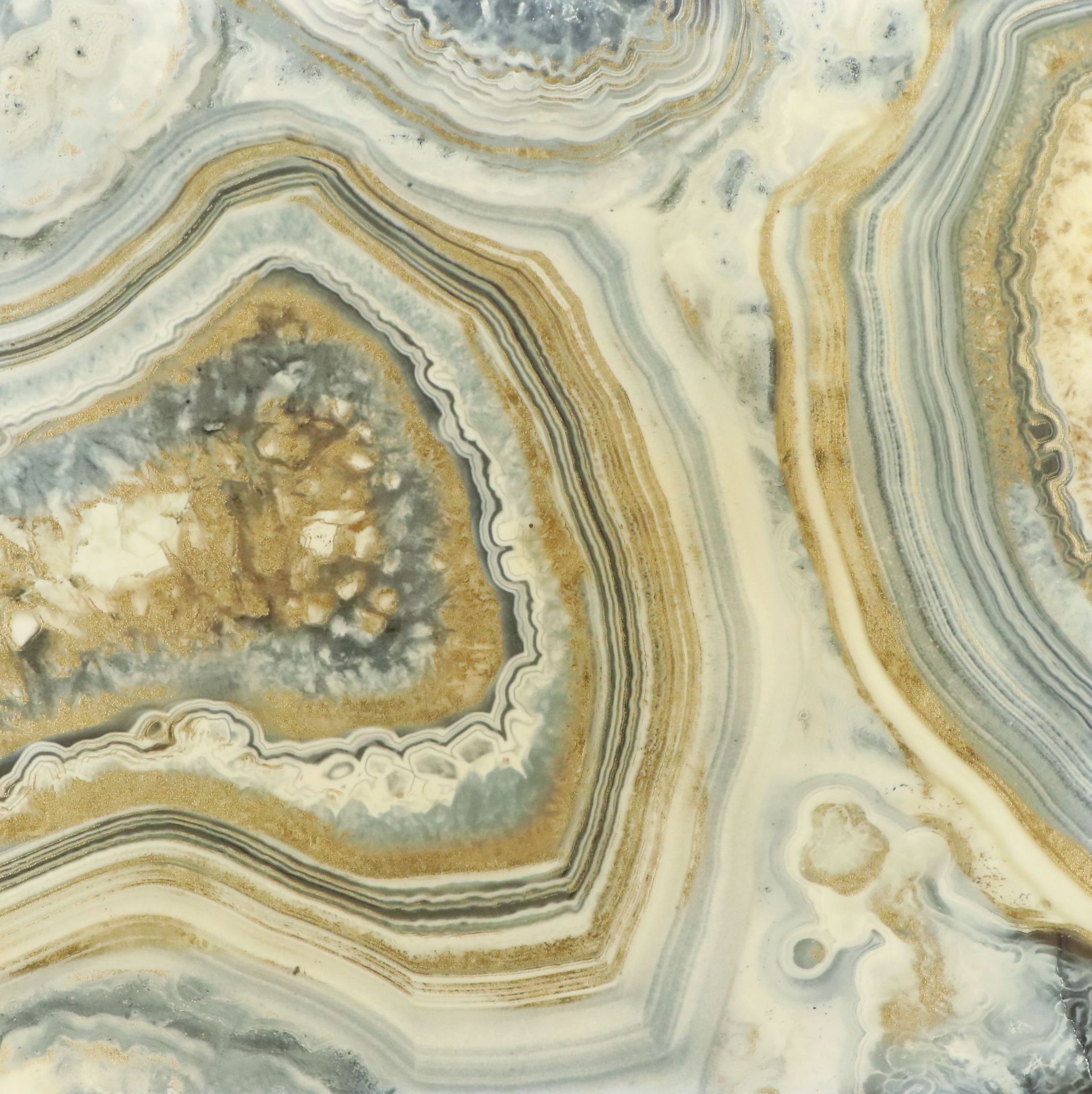 Embellished Giclée of Grey and Gold Agate, 21st Century