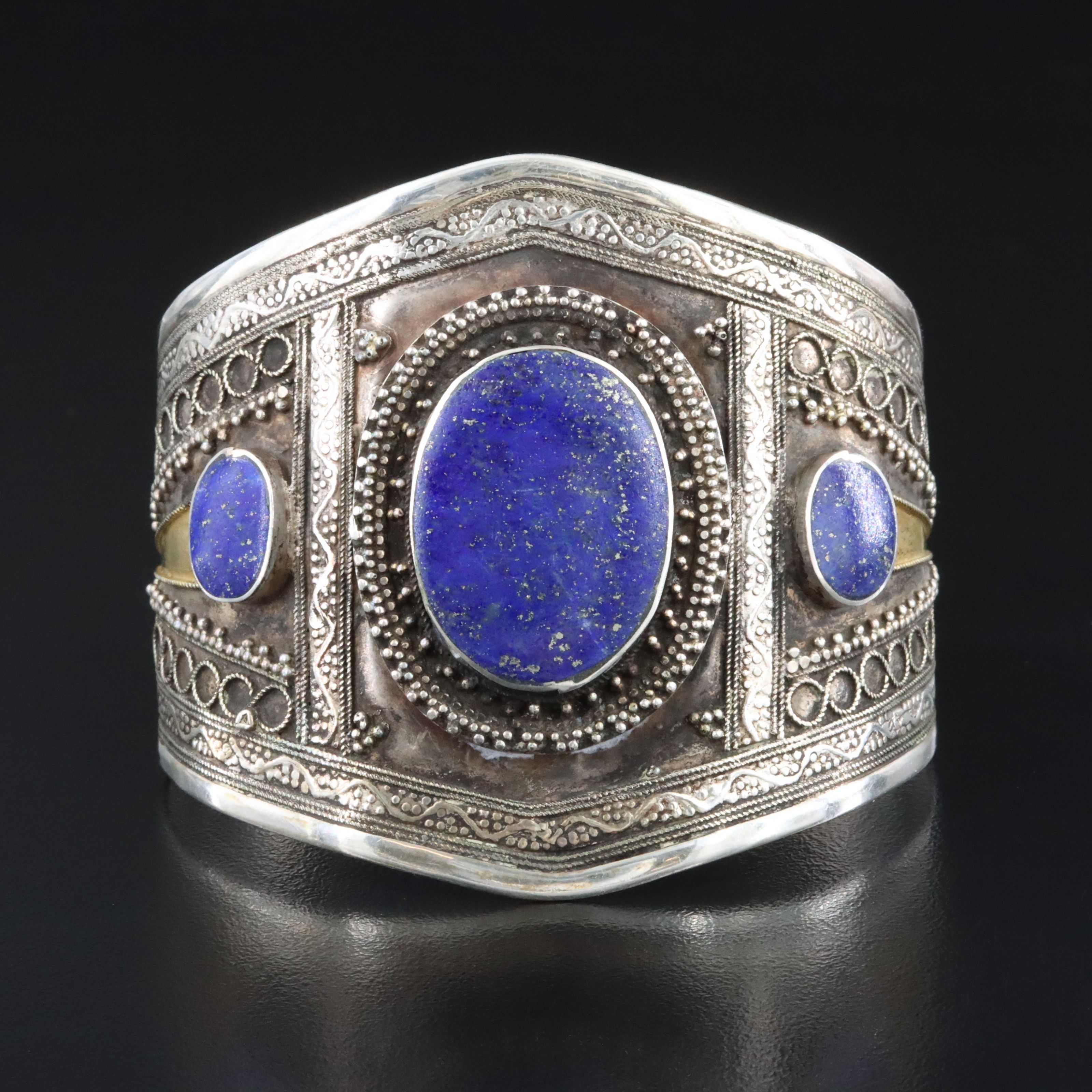 Afghan Sterling Lapis Lazuli Cuff