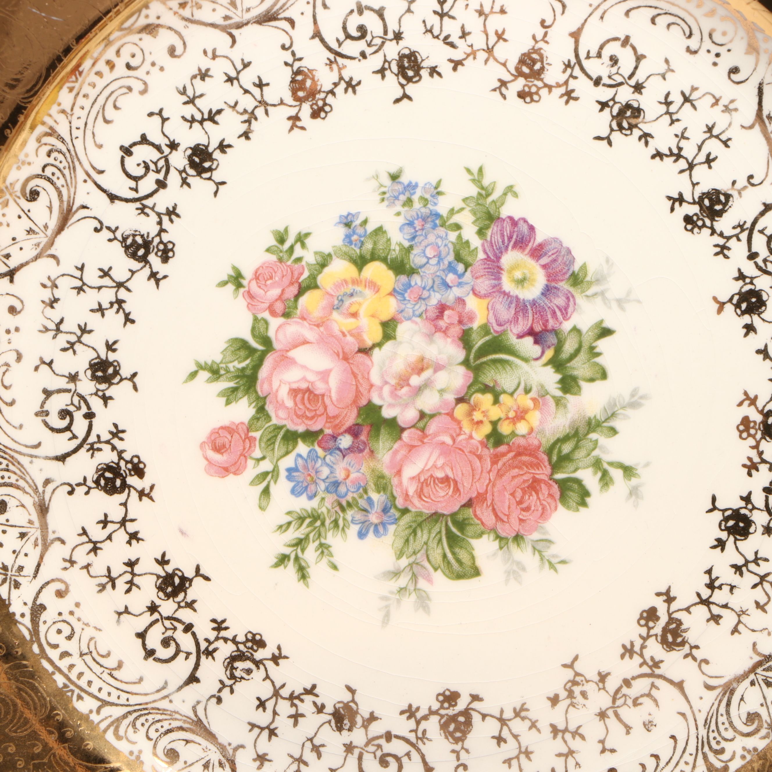 German Hand-Painted Fruit Motif Porcelain Plates with Other Table Décor