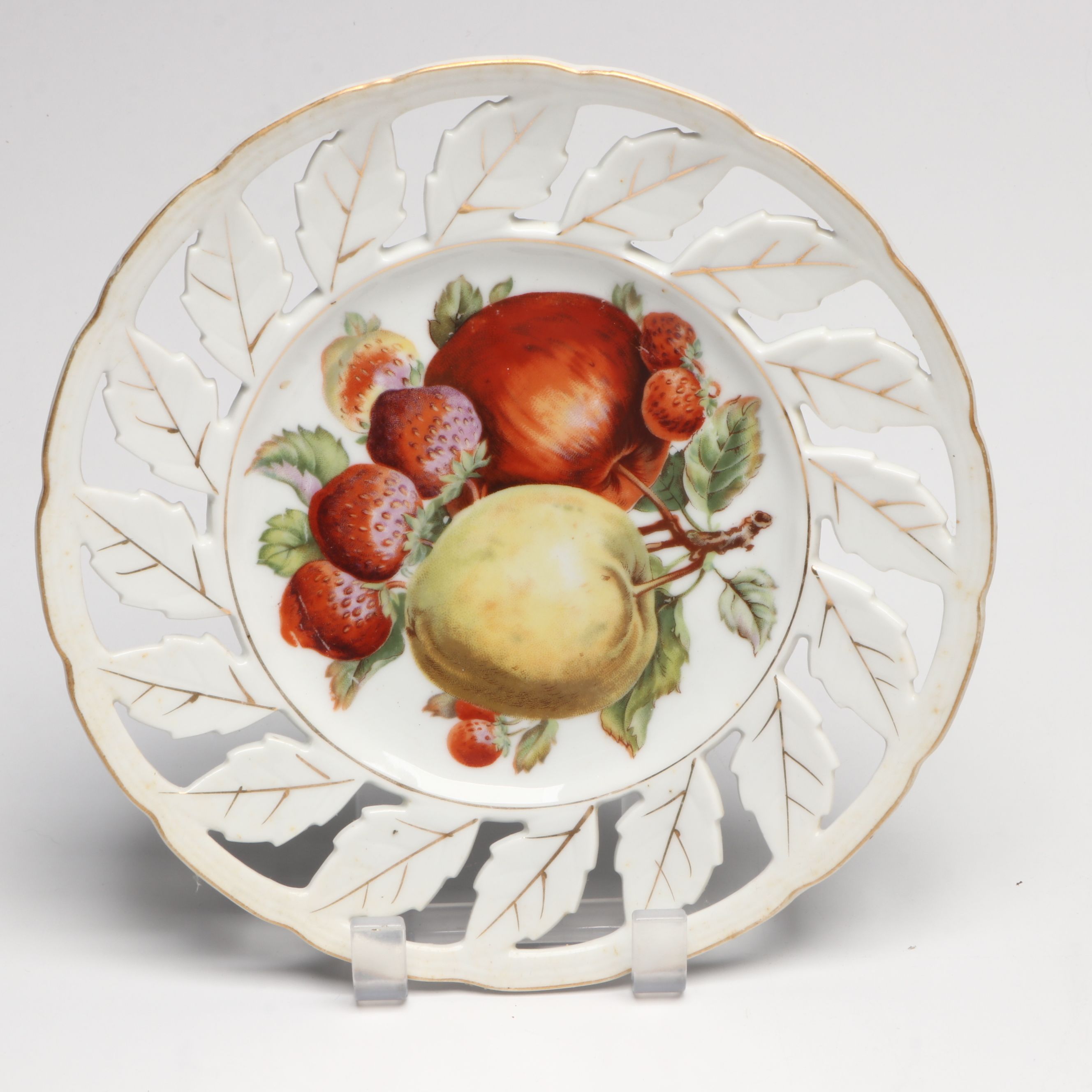 German Hand-Painted Fruit Motif Porcelain Plates with Other Table Décor