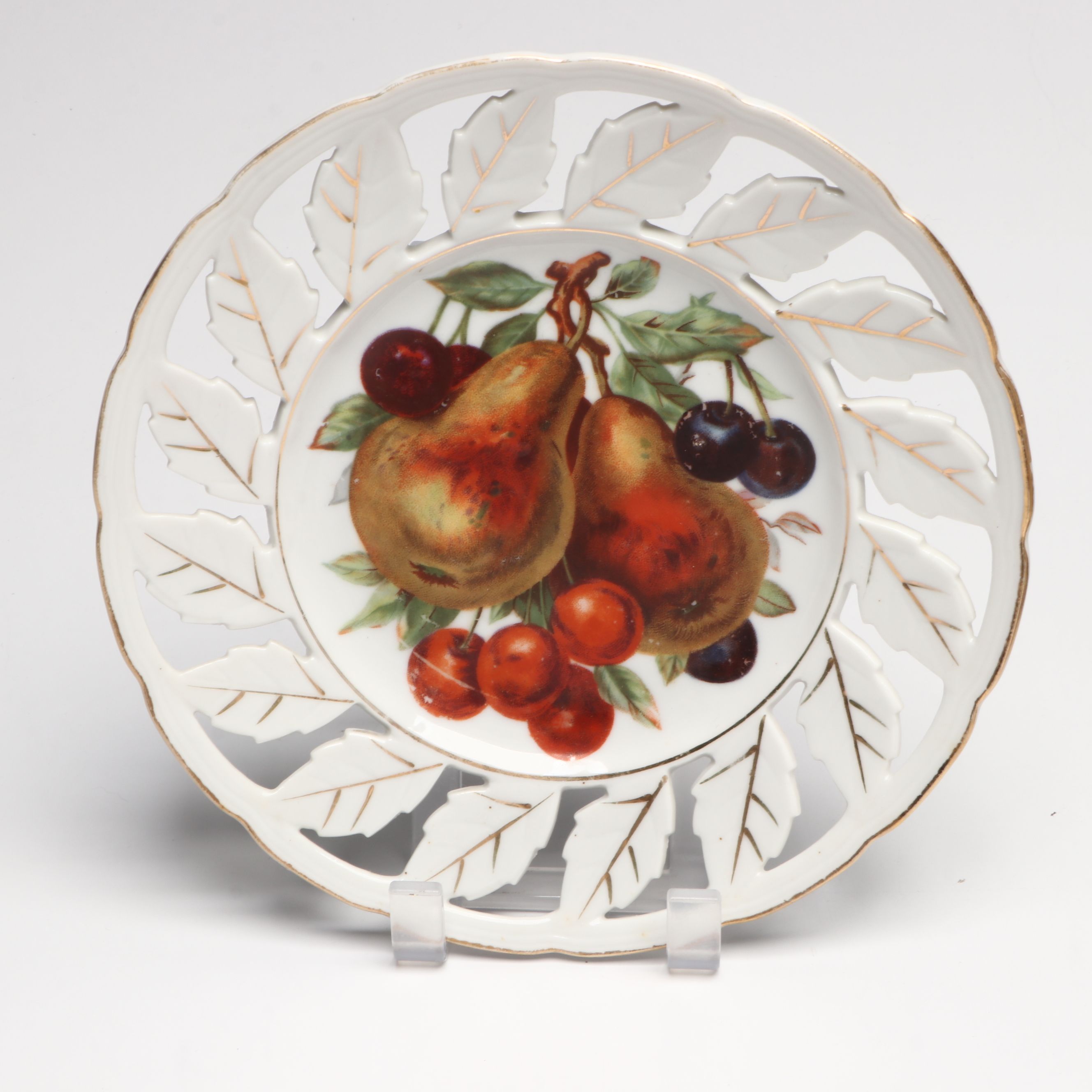 German Hand-Painted Fruit Motif Porcelain Plates with Other Table Décor