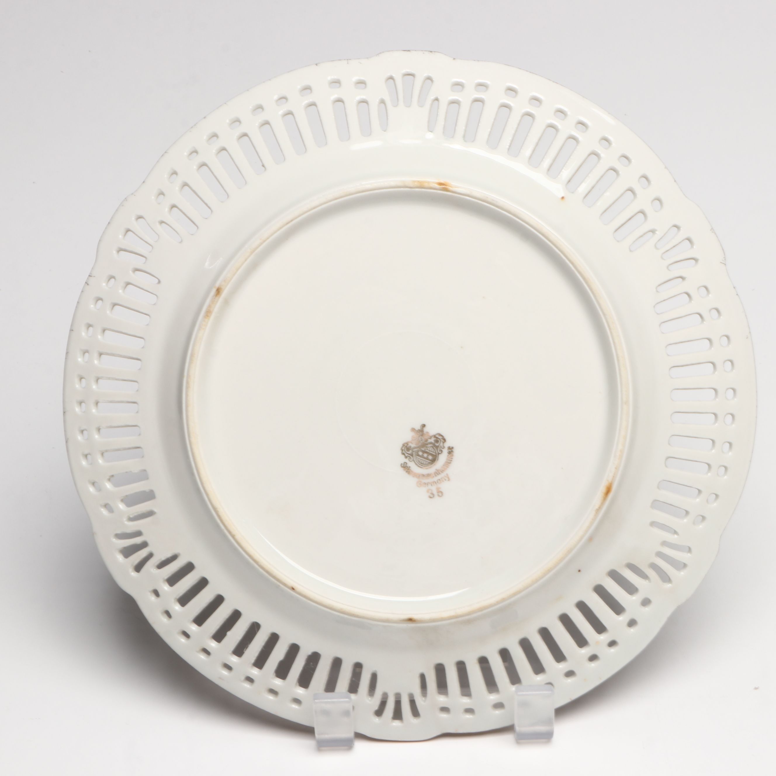 German Hand-Painted Fruit Motif Porcelain Plates with Other Table Décor