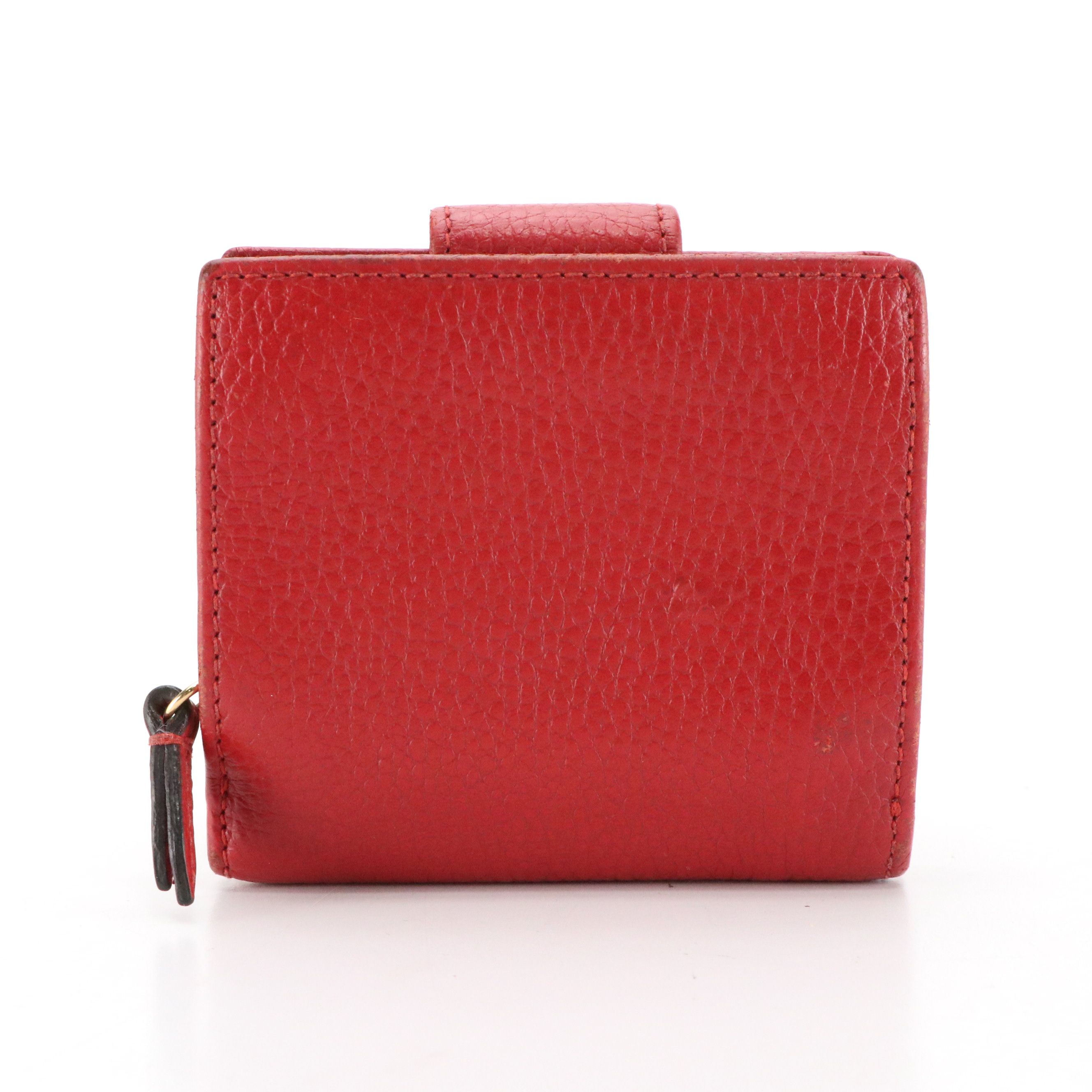 Gucci GG Marmont Compact Wallet in Red Grained Calfskin Leather