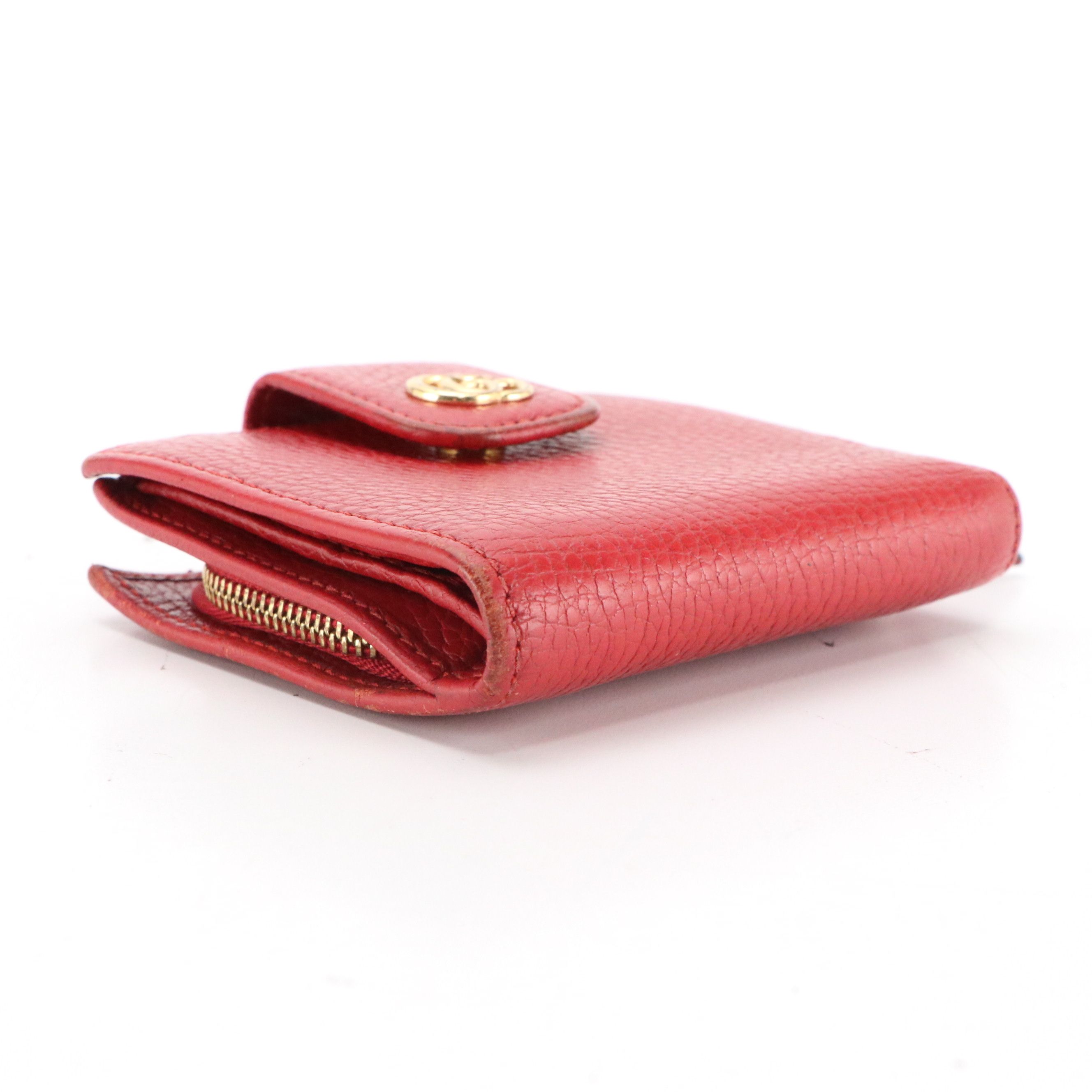 Gucci GG Marmont Compact Wallet in Red Grained Calfskin Leather