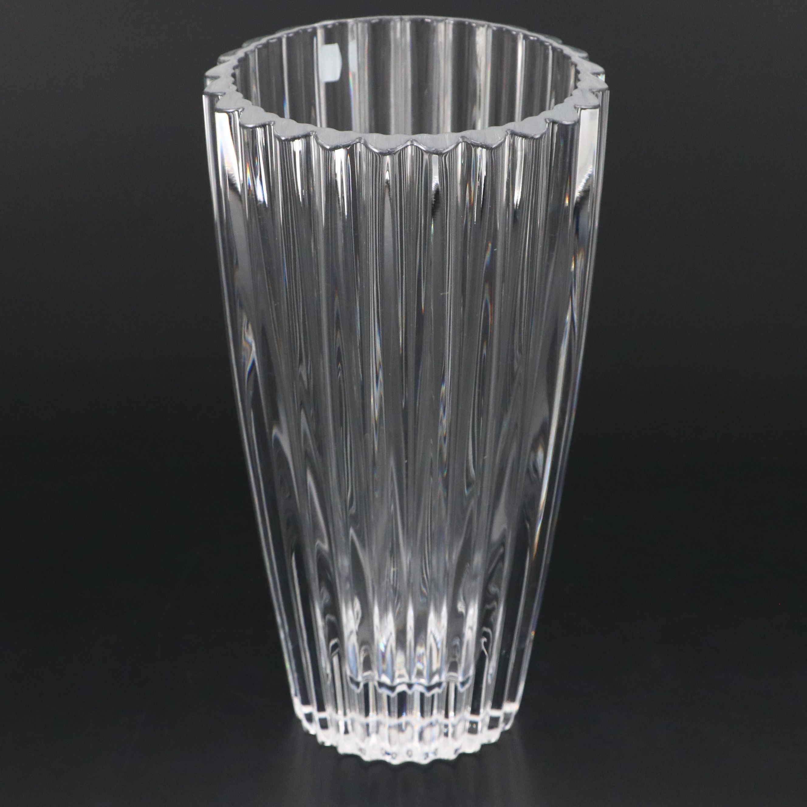 Tiffany & Co. Italian Vertical Cut Crystal Flower Vase, 1990s