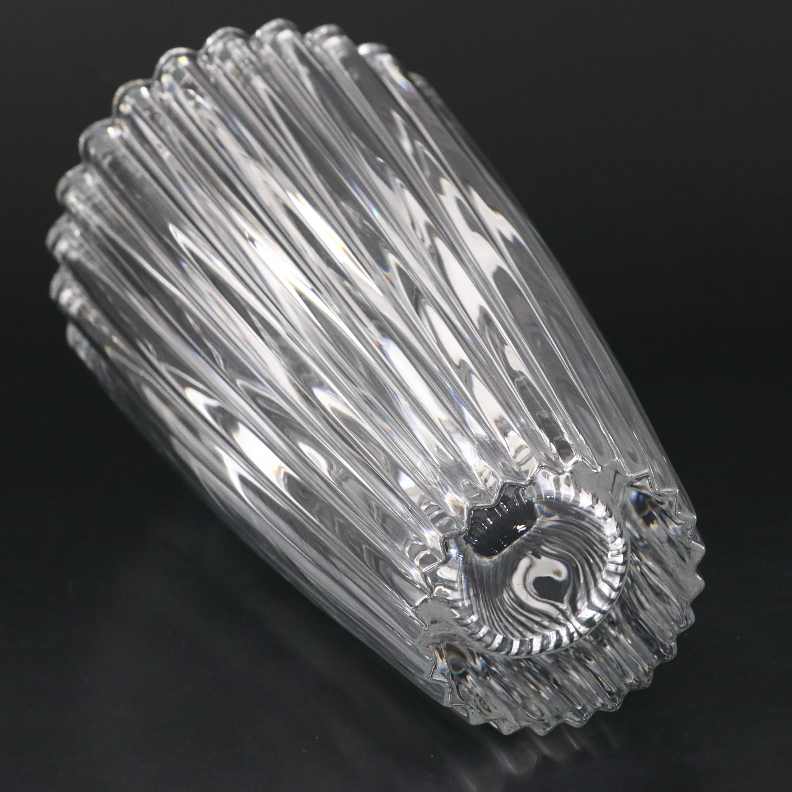Tiffany & Co. Italian Vertical Cut Crystal Flower Vase, 1990s