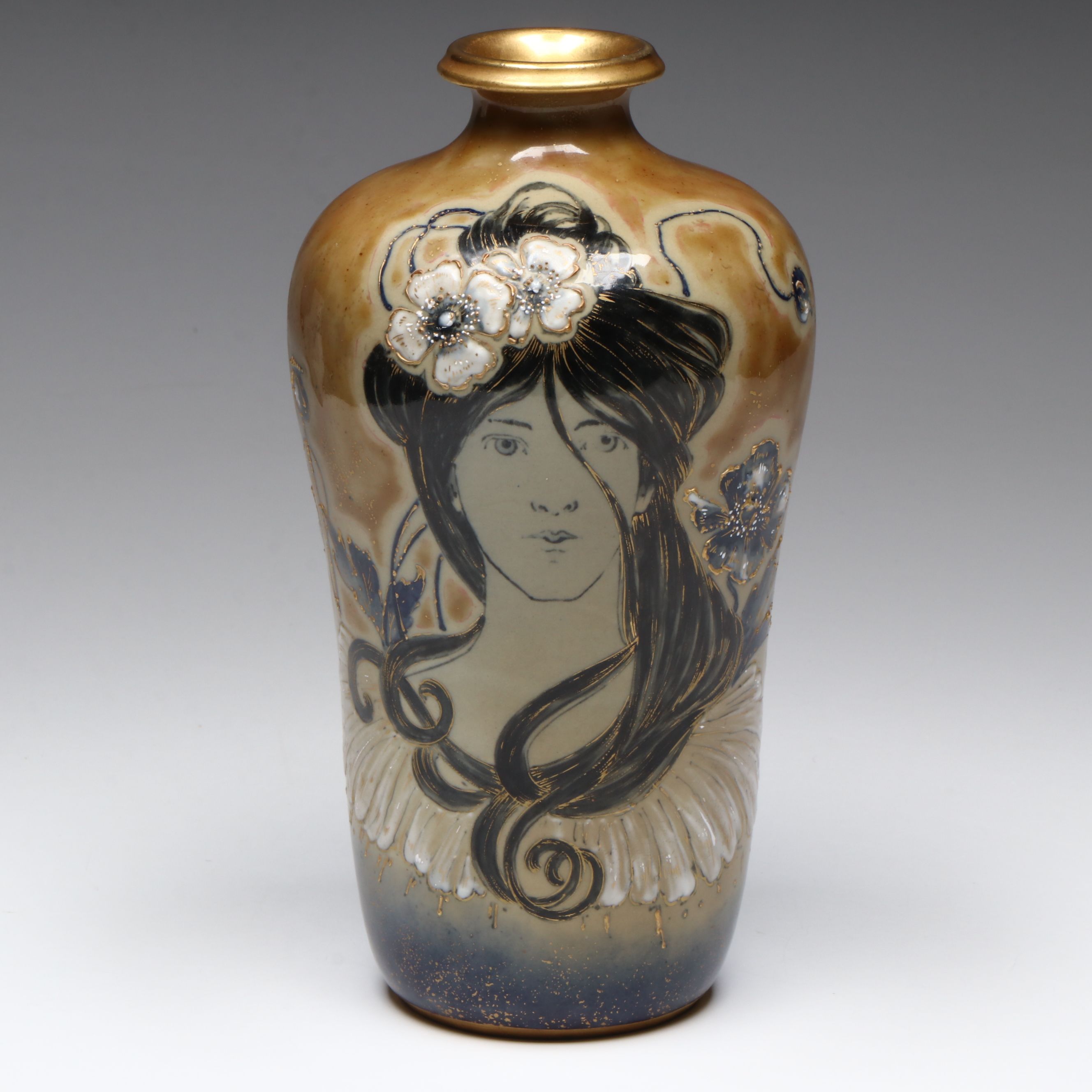 Reissner, Stellmacher & Kessel Amphora Art Nouveau Porcelain Vase