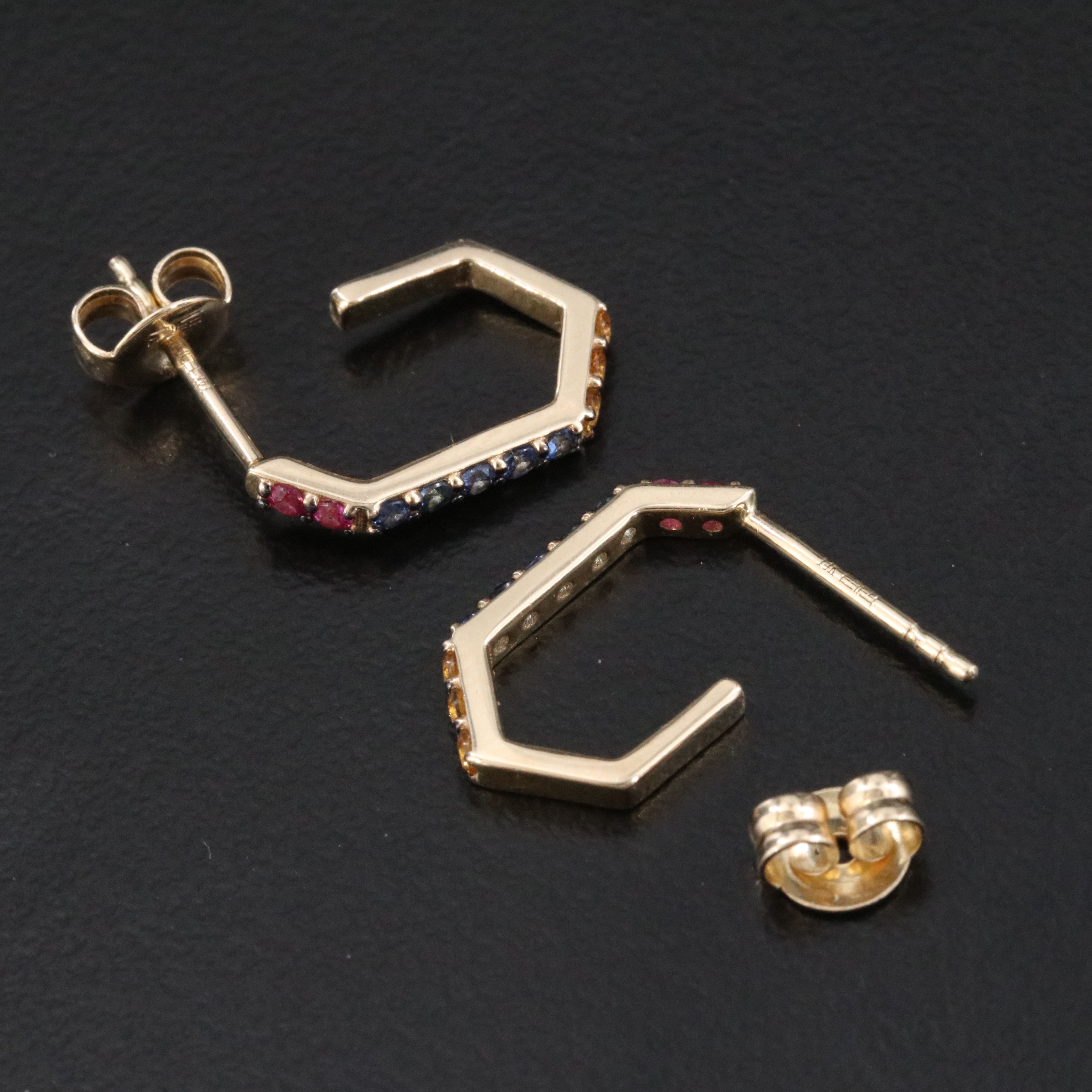 EFFY 14K Sapphire and Ruby J-Hoop Earrings