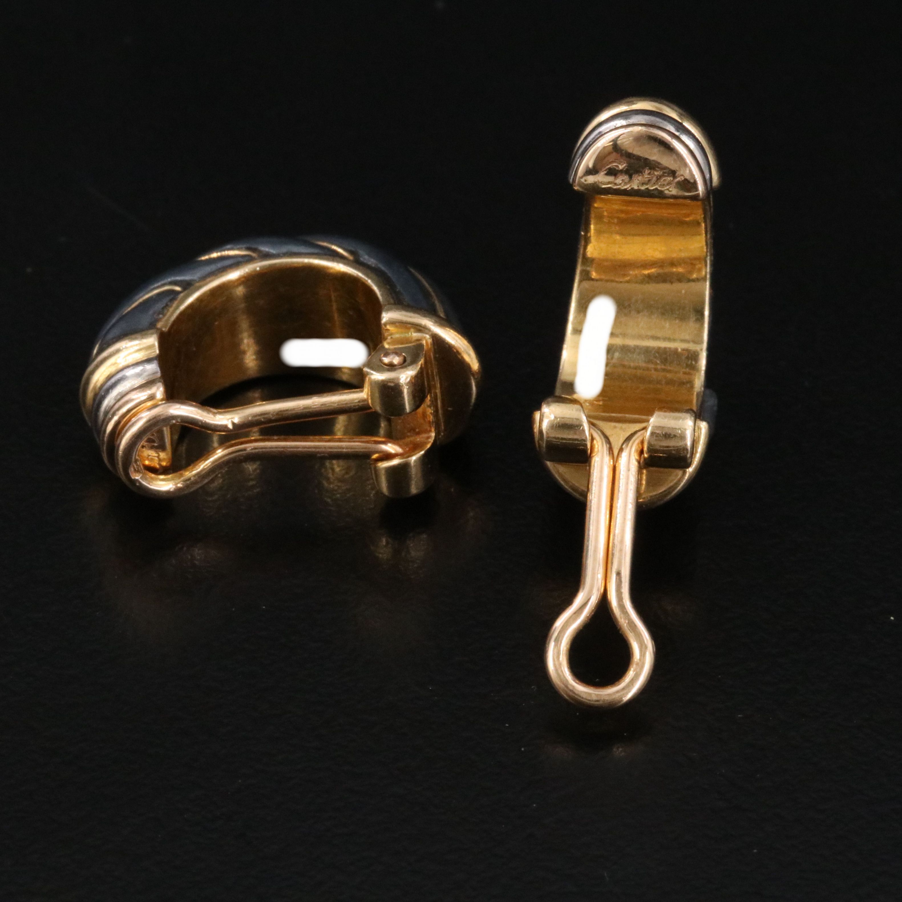 Cartier Trinity 18K and Darkened Silver Fluted Clip Earrings