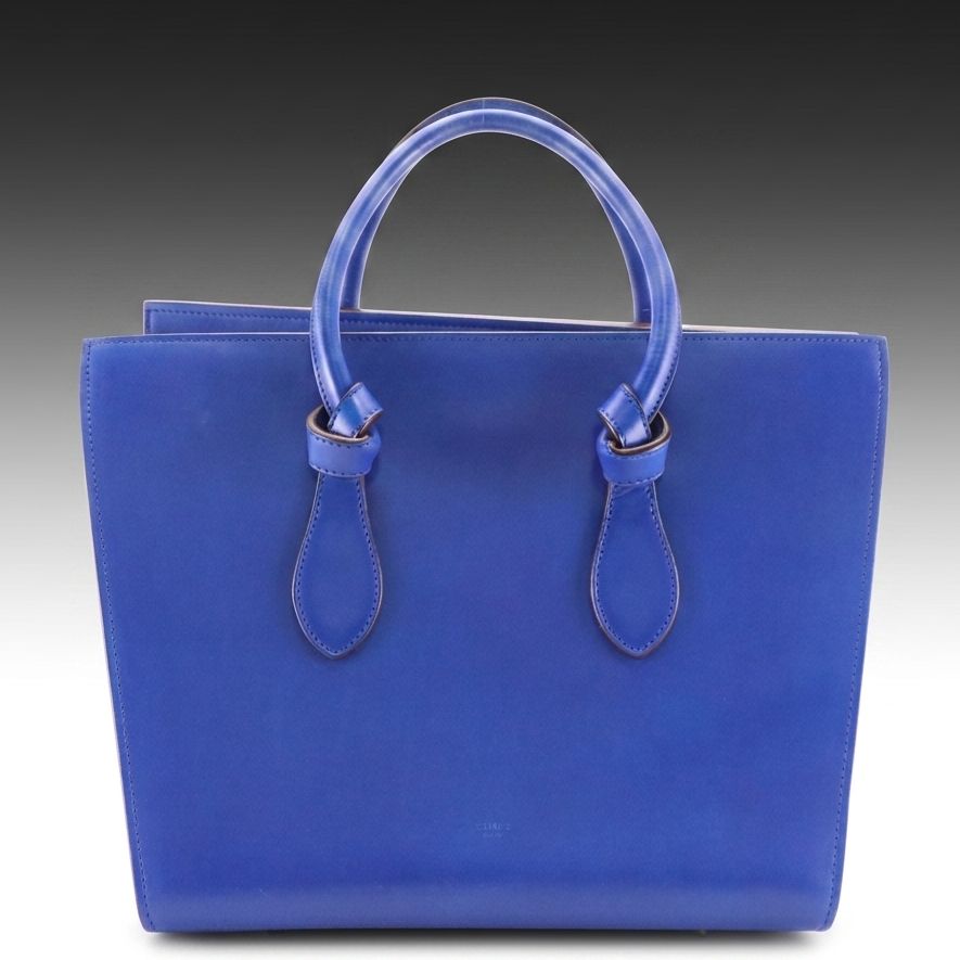 Céline Tie Knot Tote in Royal Blue Calfskin Leather