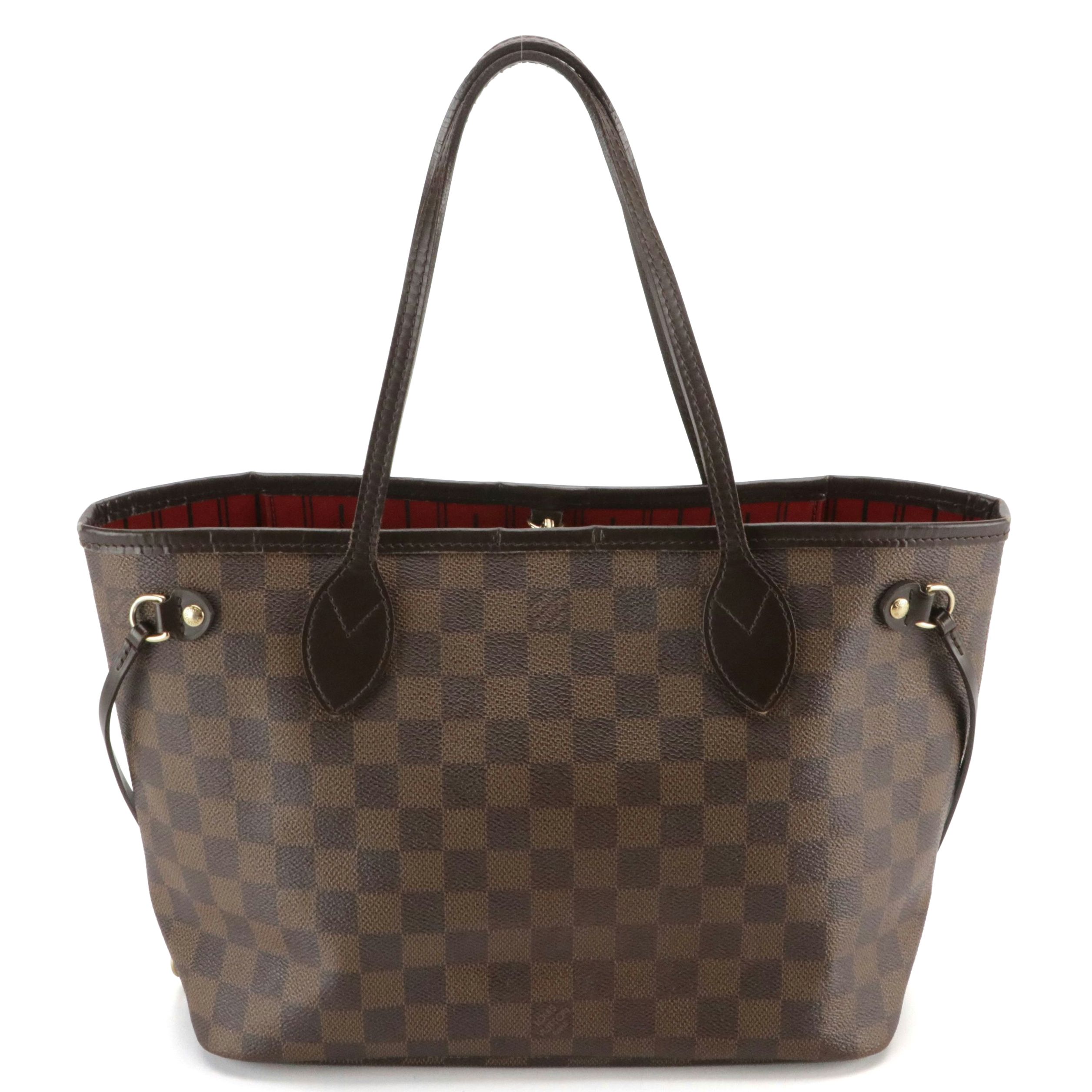 Louis Vuitton Neverfull PM Tote Bag in Damier Ebene Canvas and leather