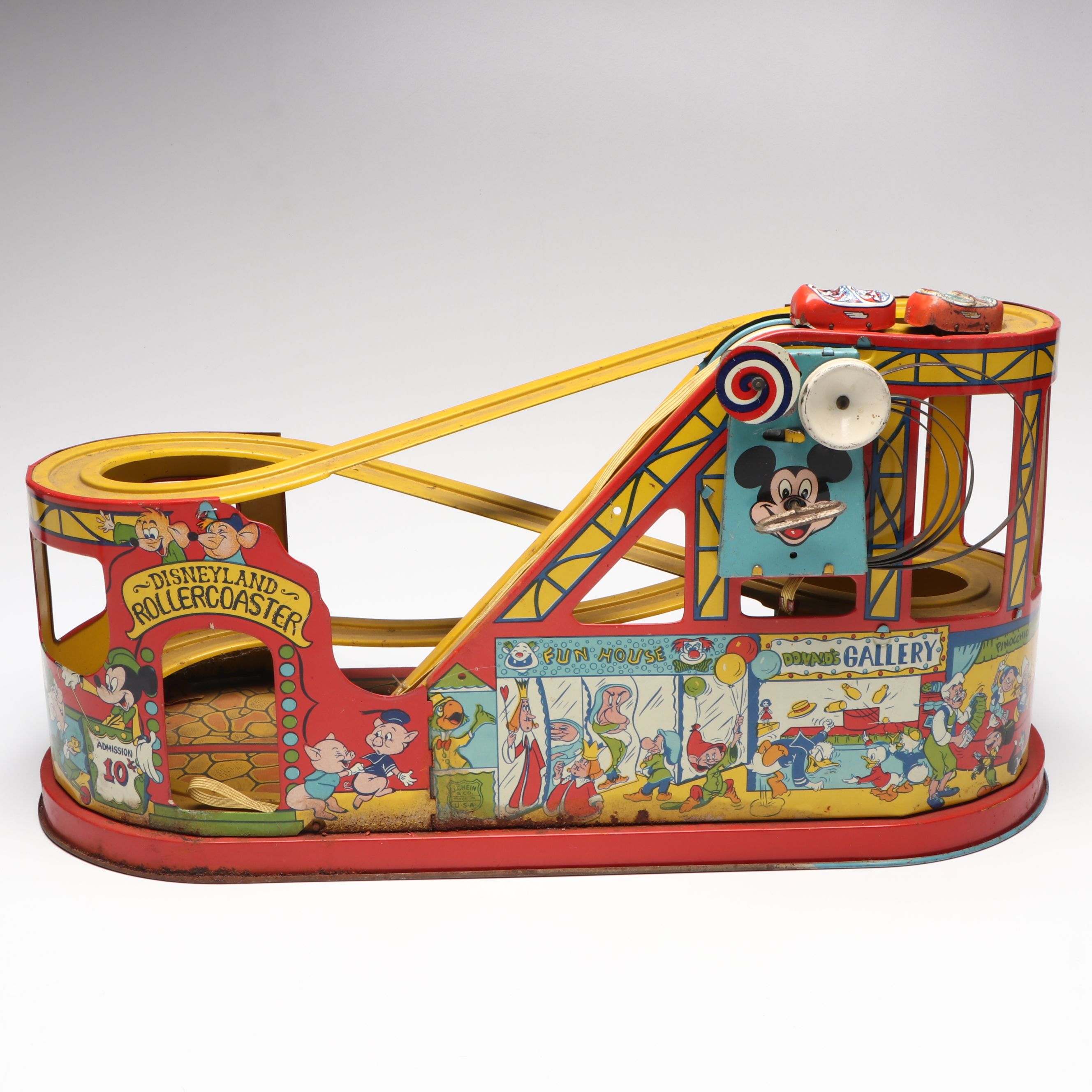 J. Chein & Co. Tin "Disneyland Rollercoaster" Toy, Mid-20th Century