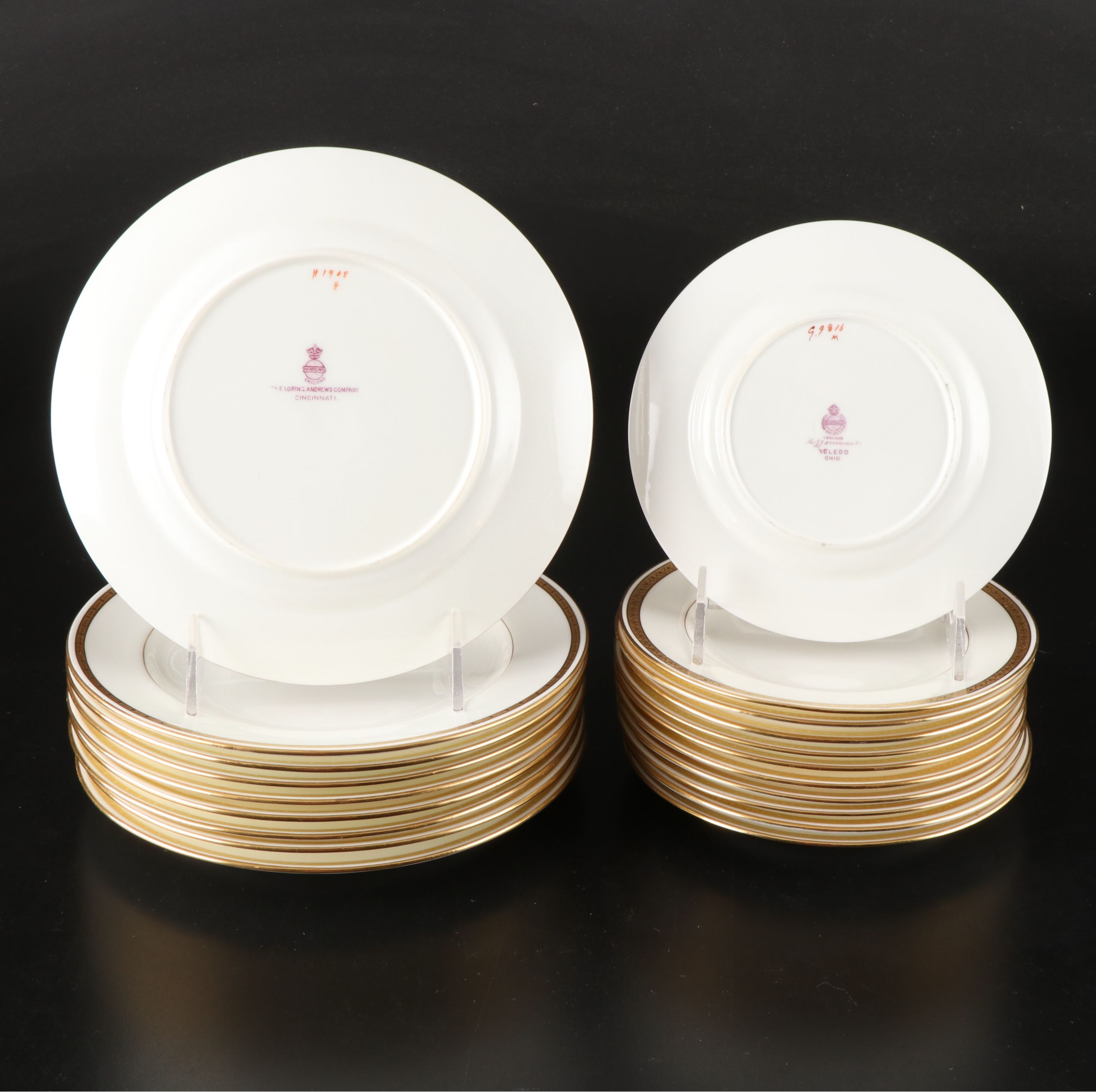 Mintons Gilt Trim Porcelain Plates