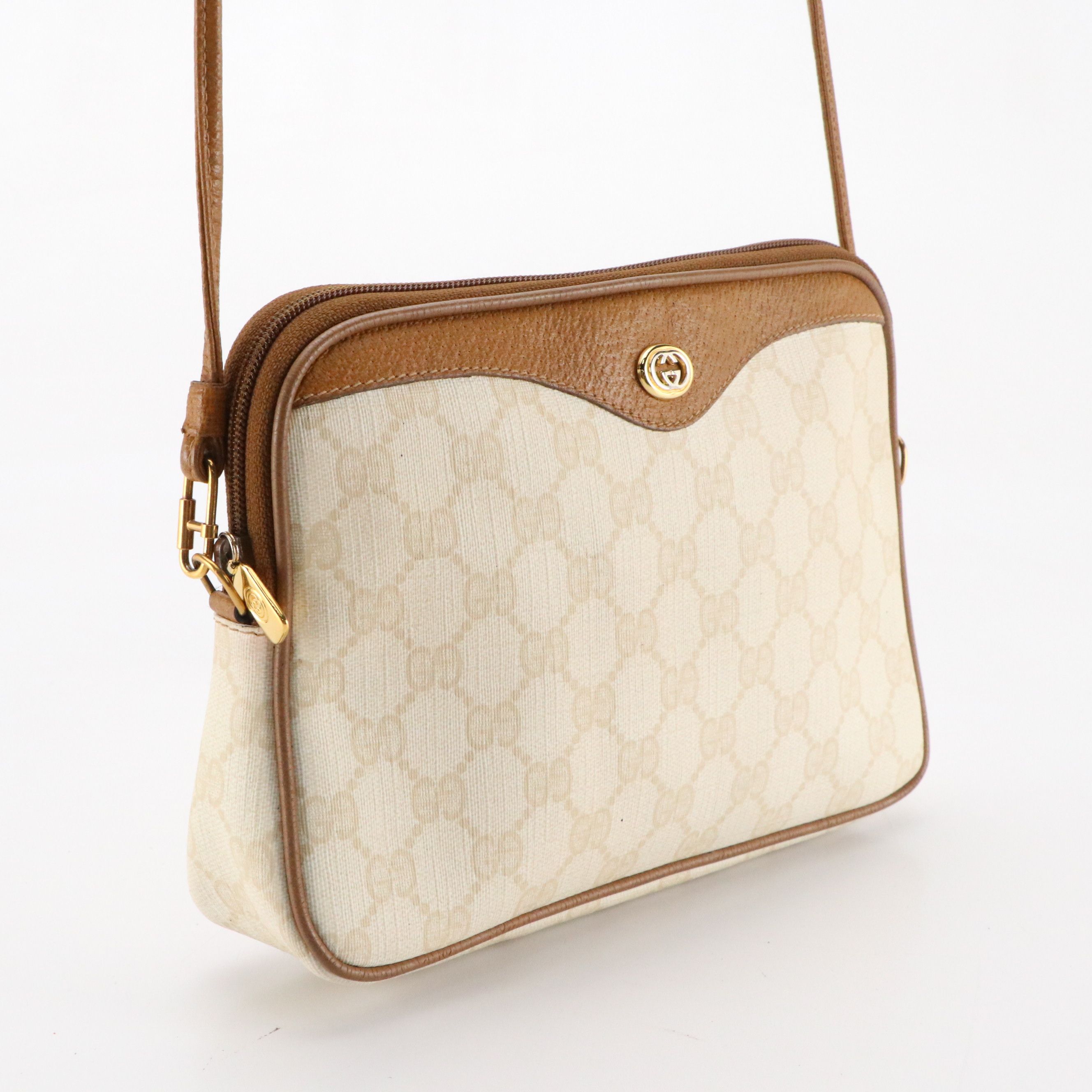 Gucci Accessory Collection GG Supreme Canvas and Cinghiale Leather Crossbody Bag