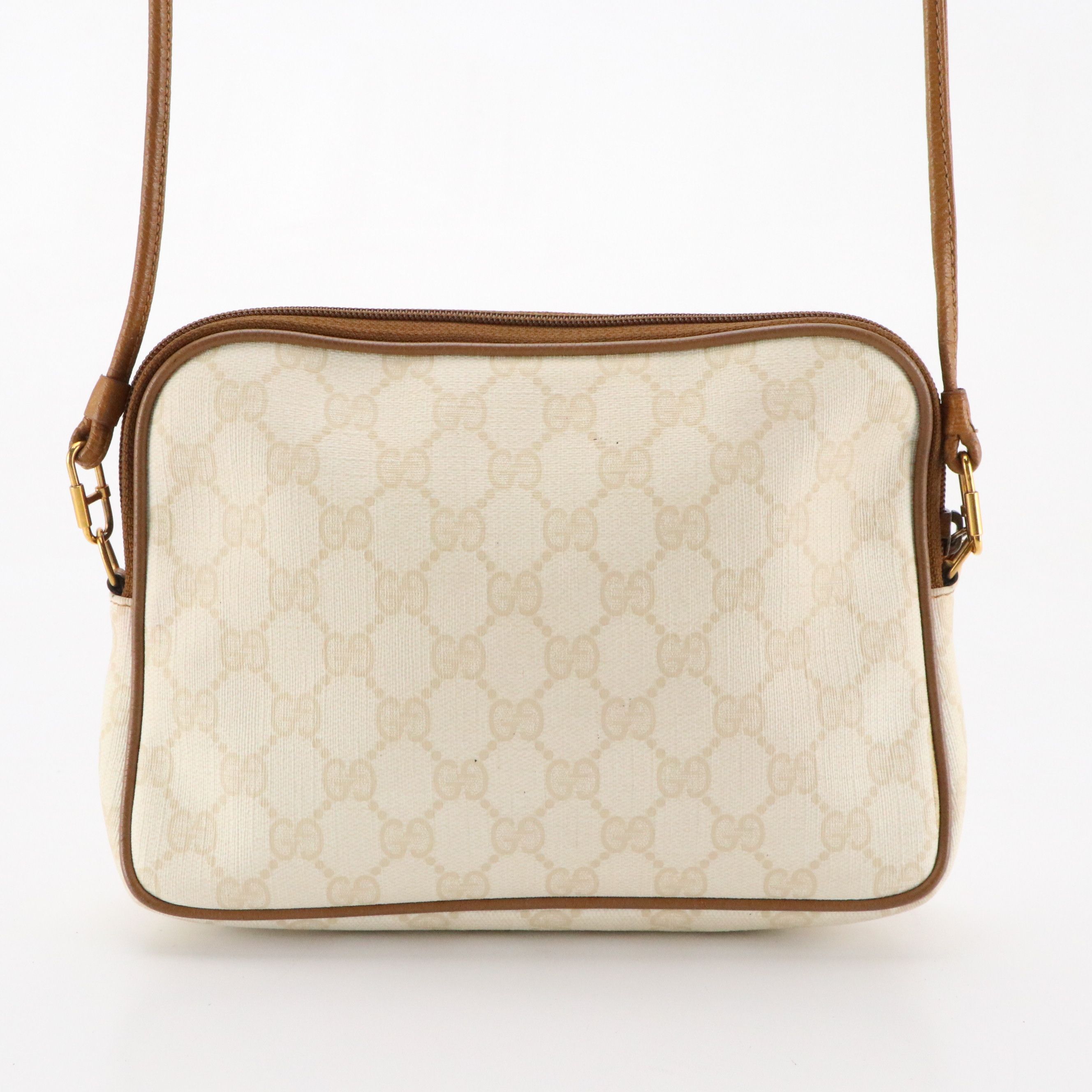 Gucci Accessory Collection GG Supreme Canvas and Cinghiale Leather Crossbody Bag