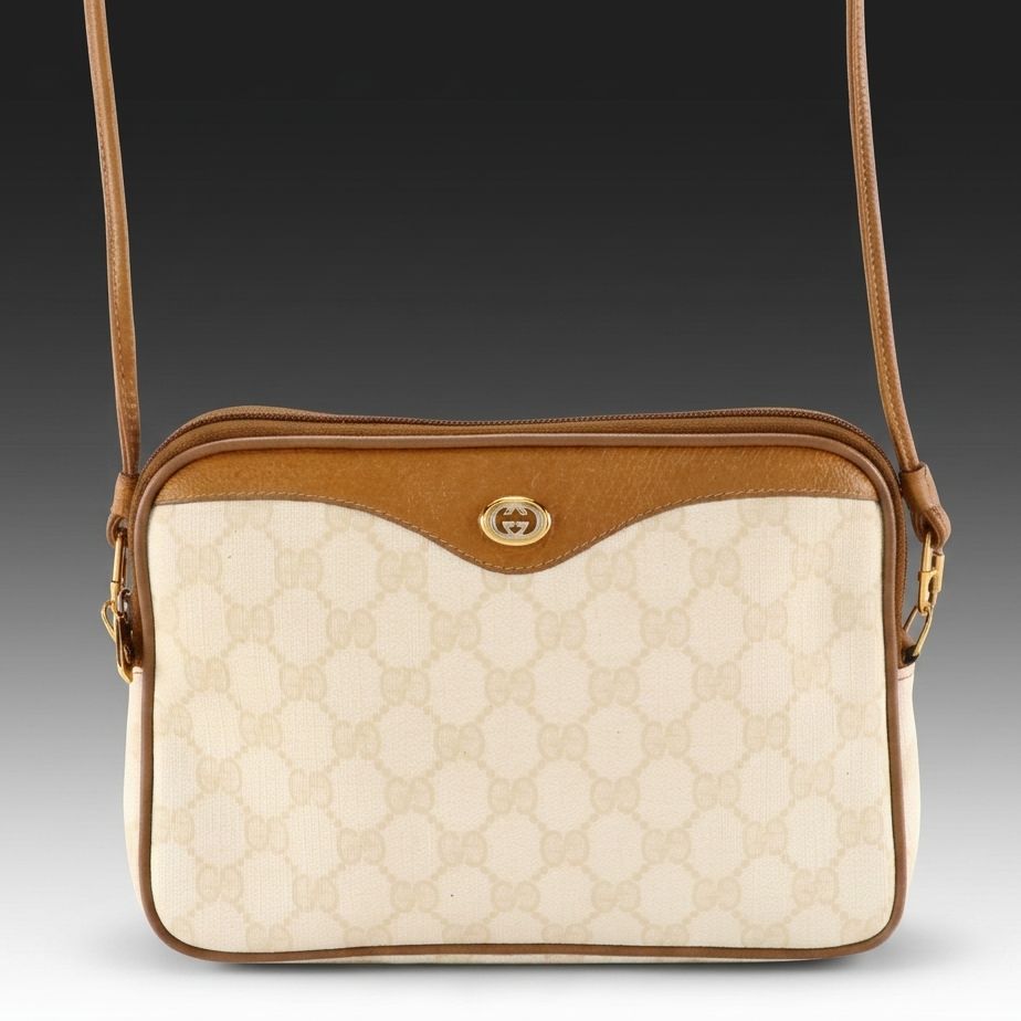 Gucci Accessory Collection GG Supreme Canvas and Cinghiale Leather Crossbody Bag