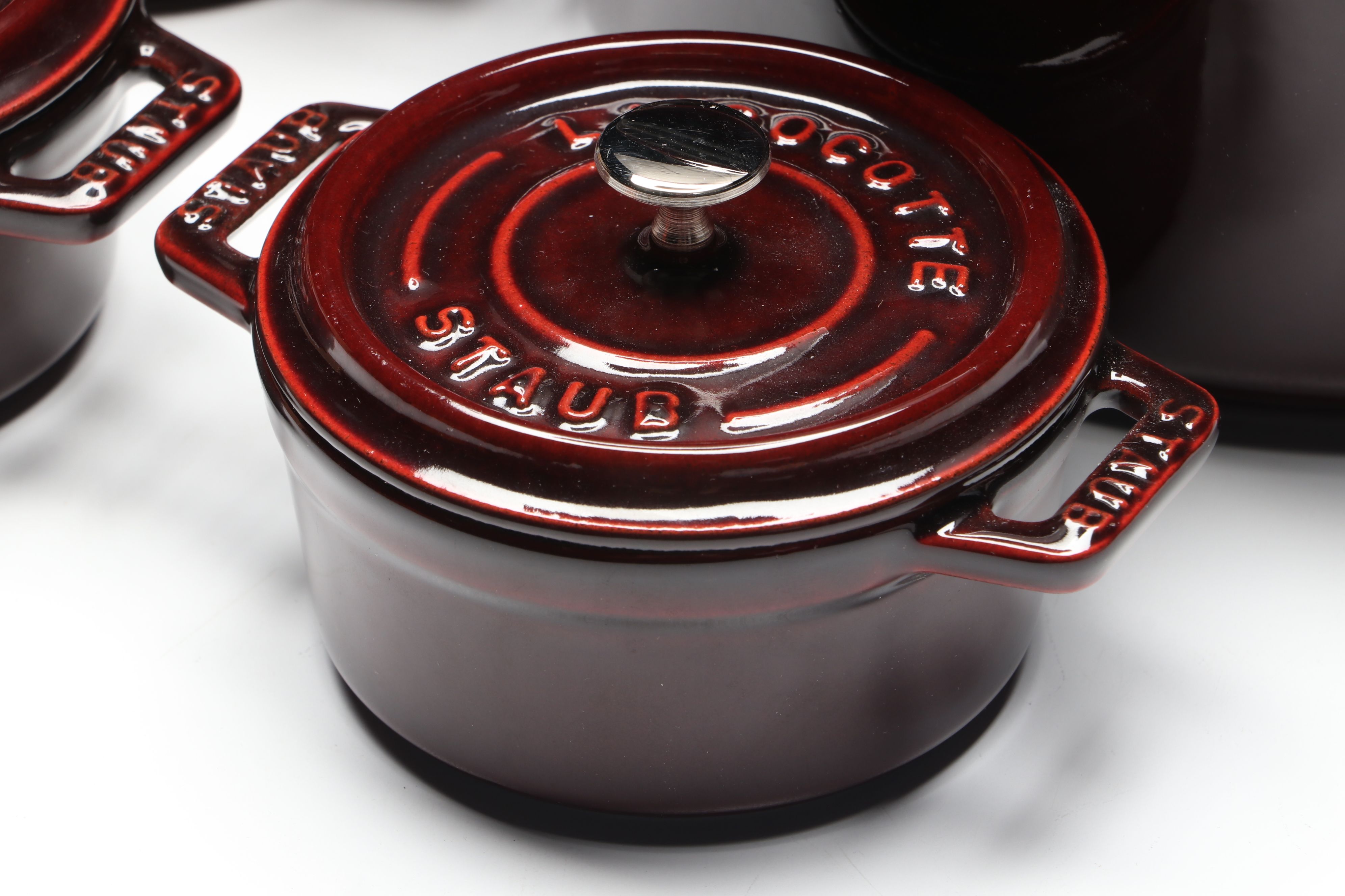 Staub "Grenadine" Enameled Cast Iron Round Dutch Ovens