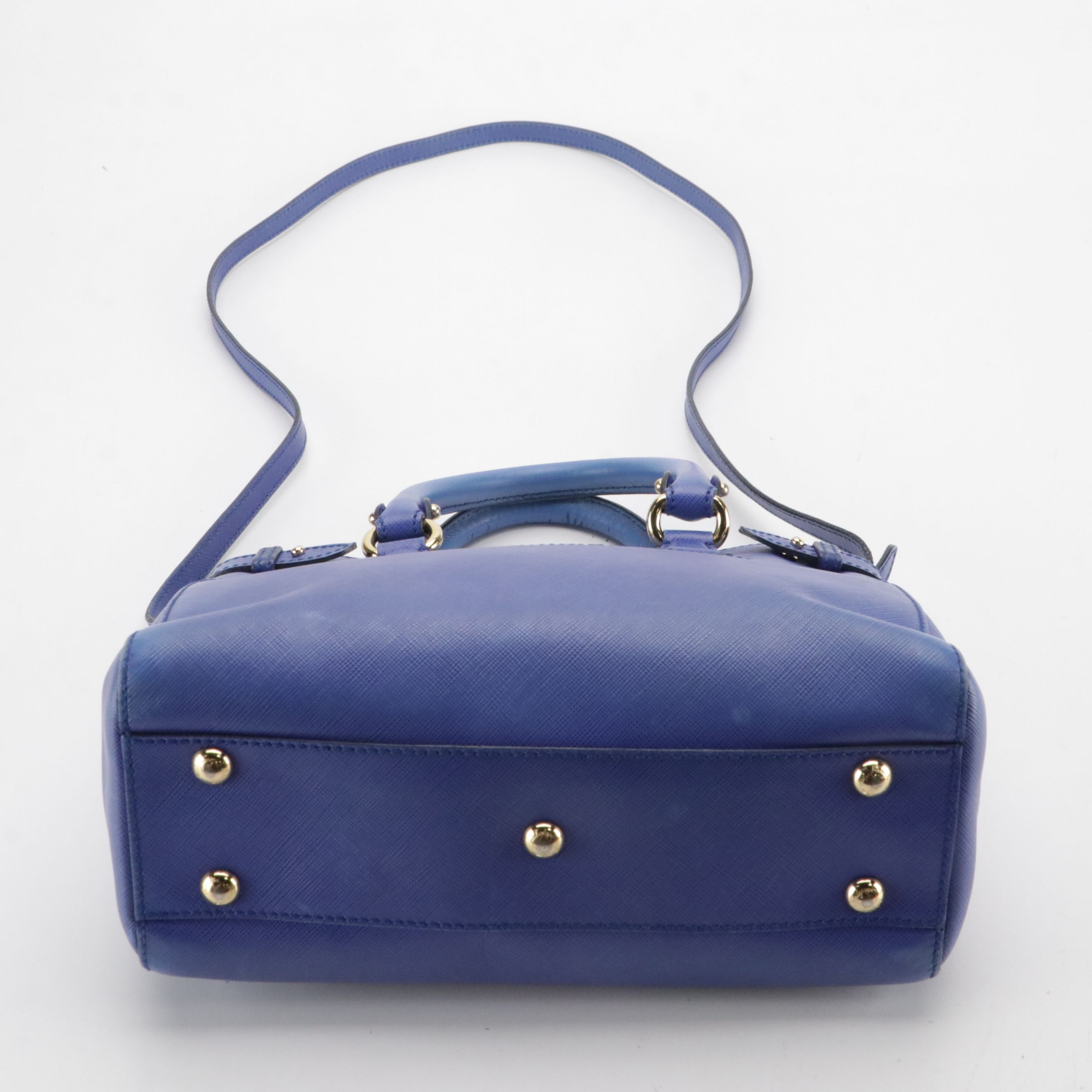 Salvatore Ferragamo Blue Saffiano Leather 2-Way Bag with Gancini Horsebit Detail