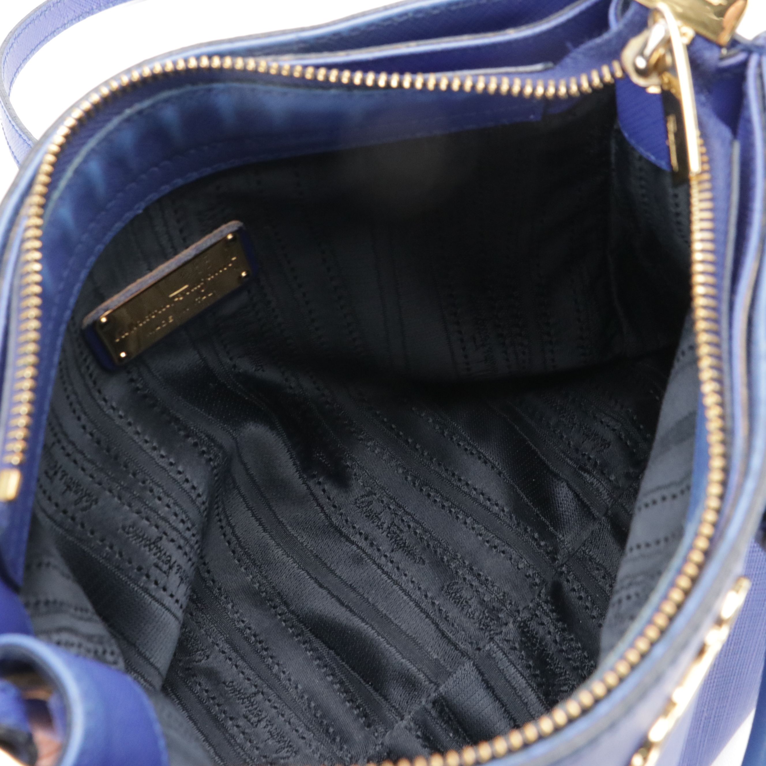 Salvatore Ferragamo Blue Saffiano Leather 2-Way Bag with Gancini Horsebit Detail