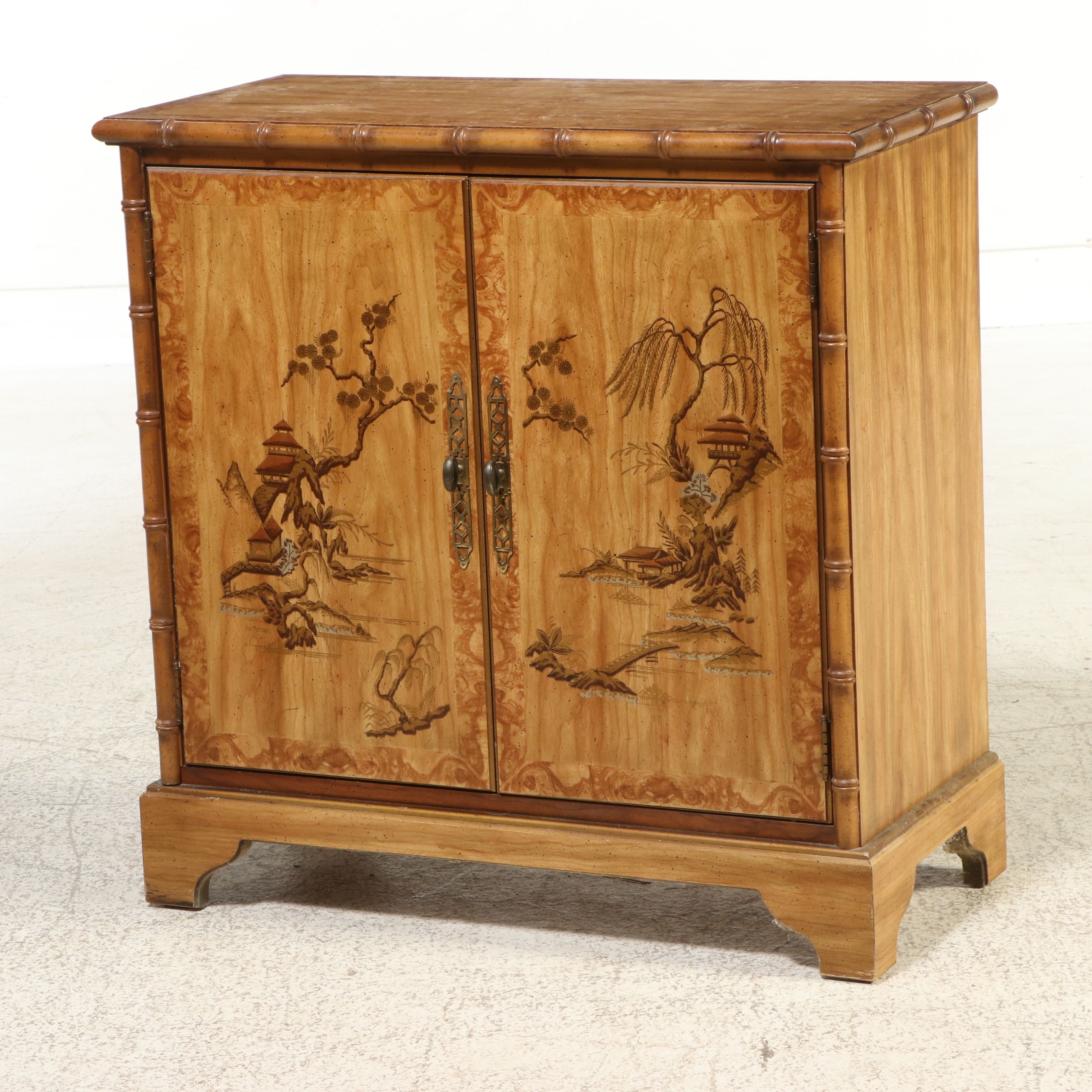 Drexel Heritage Chinoiserie Faux Bamboo Cabinet, Late 20th Century