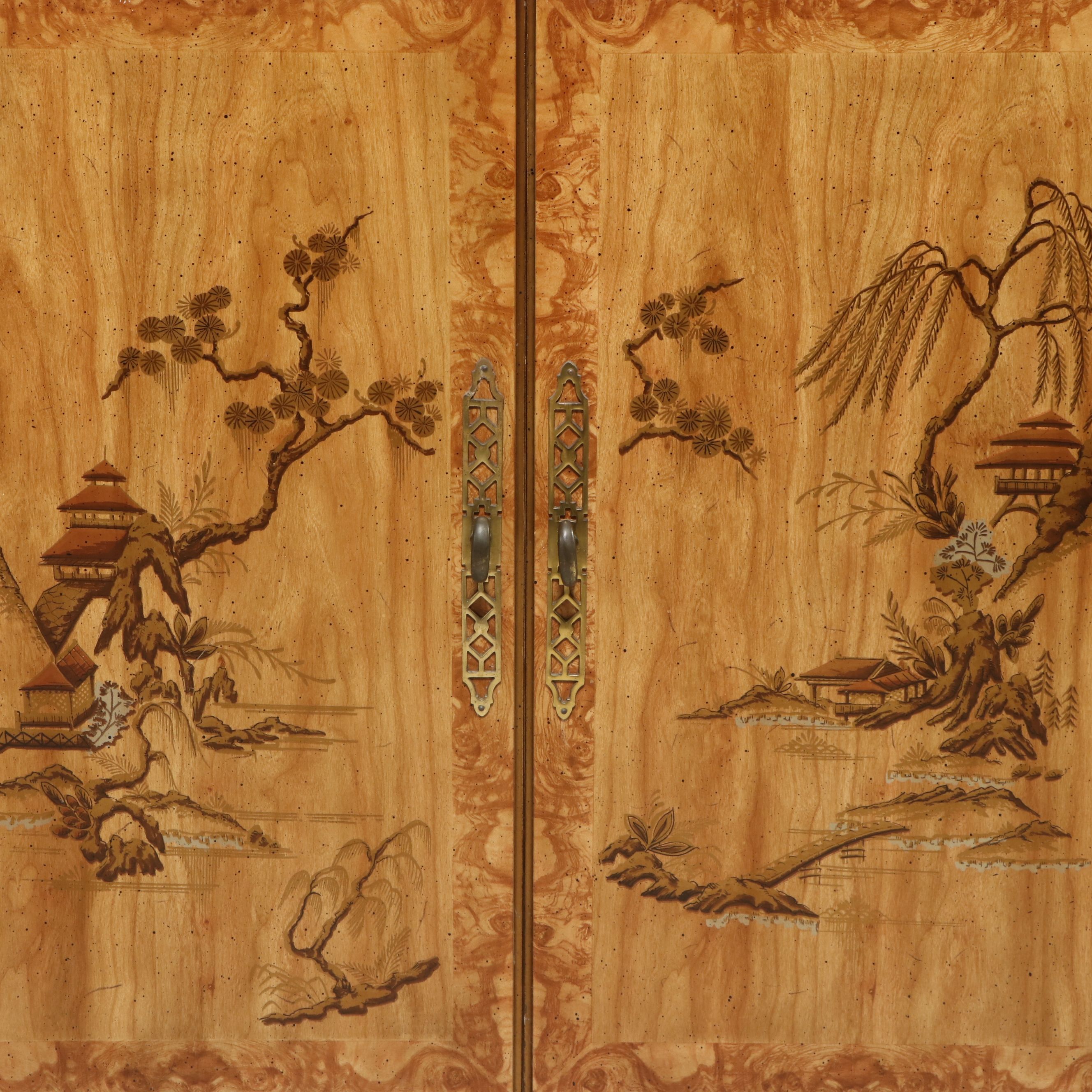 Drexel Heritage Chinoiserie Faux Bamboo Cabinet, Late 20th Century