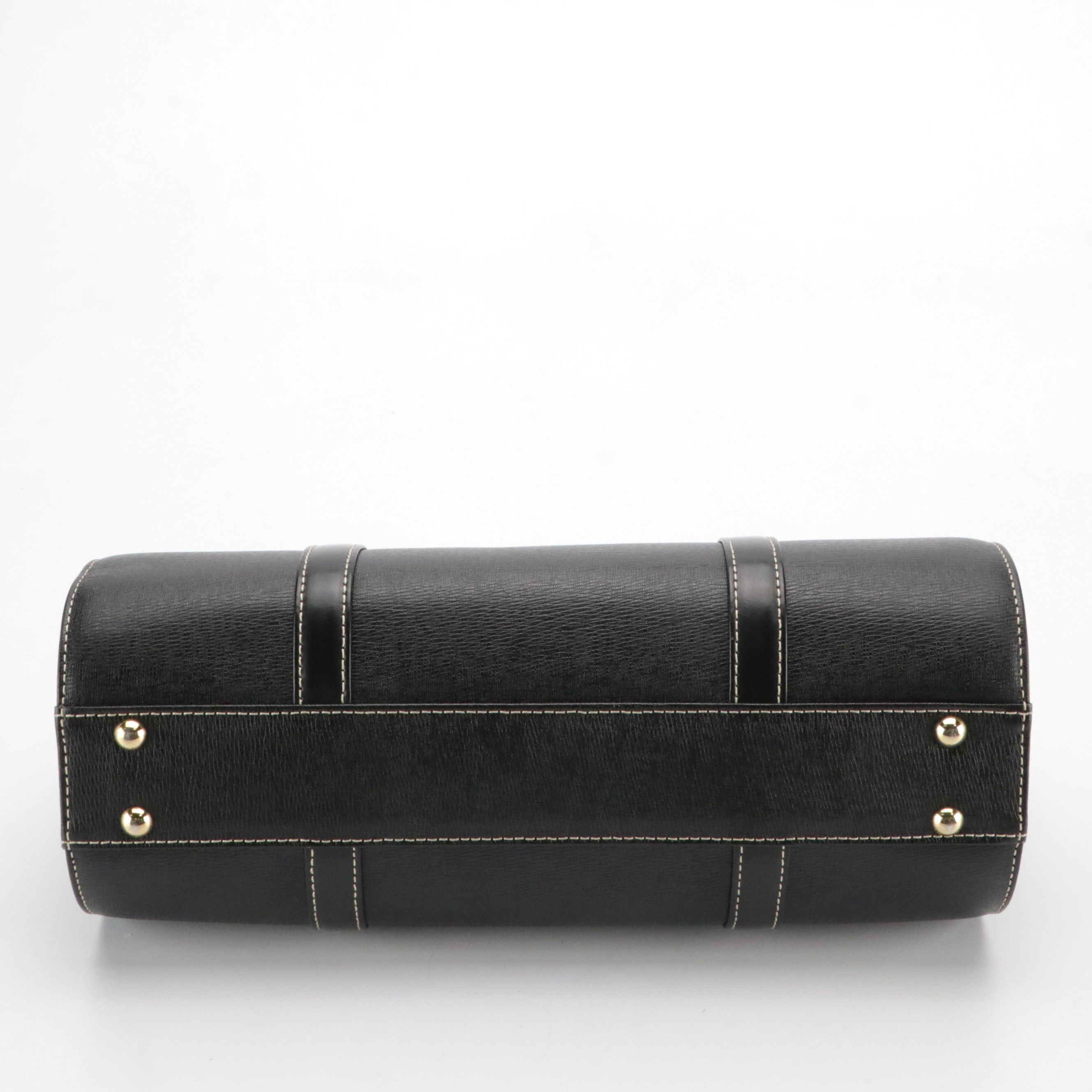 Burberry Barrel Handbag in Black Textured Leather