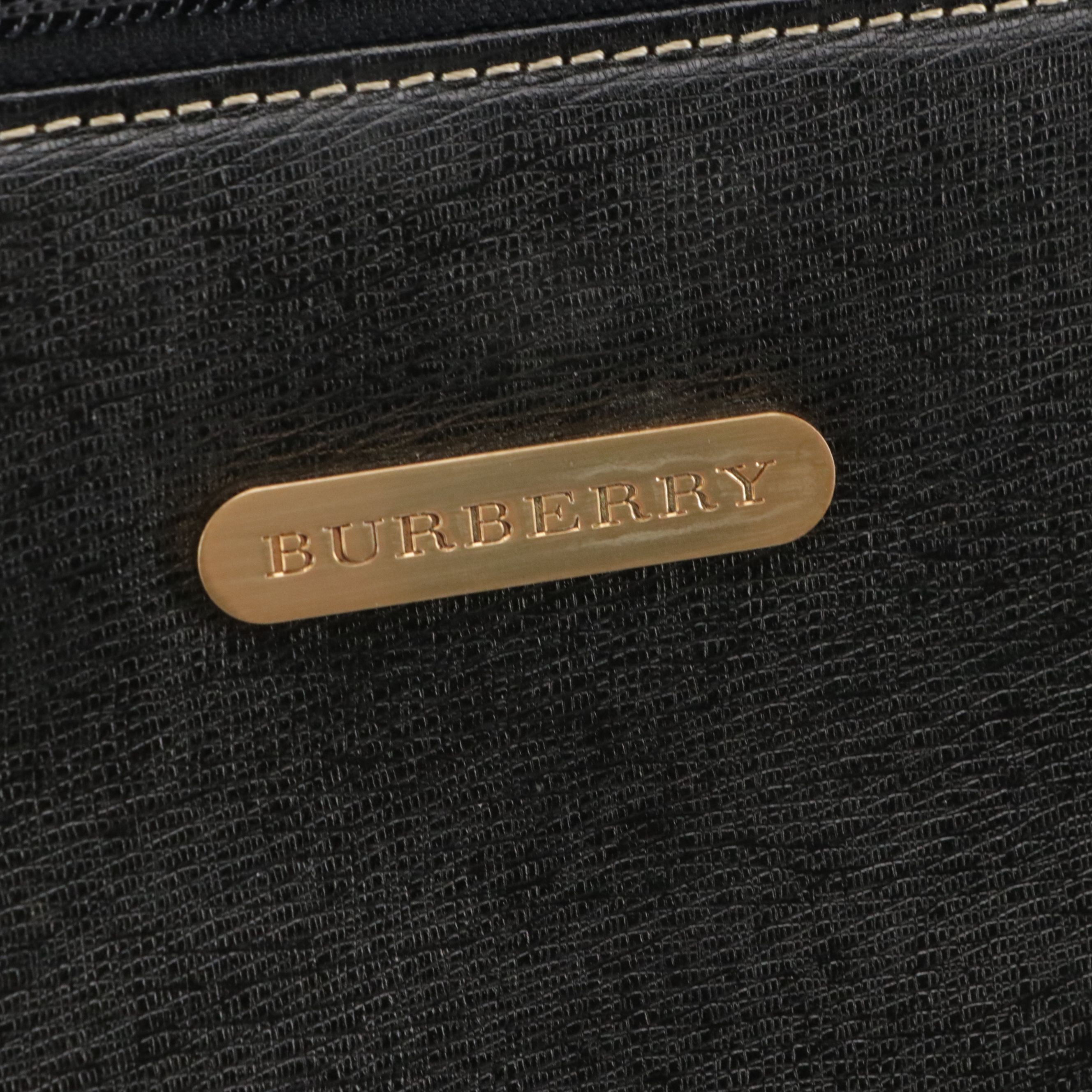 Burberry Barrel Handbag in Black Textured Leather