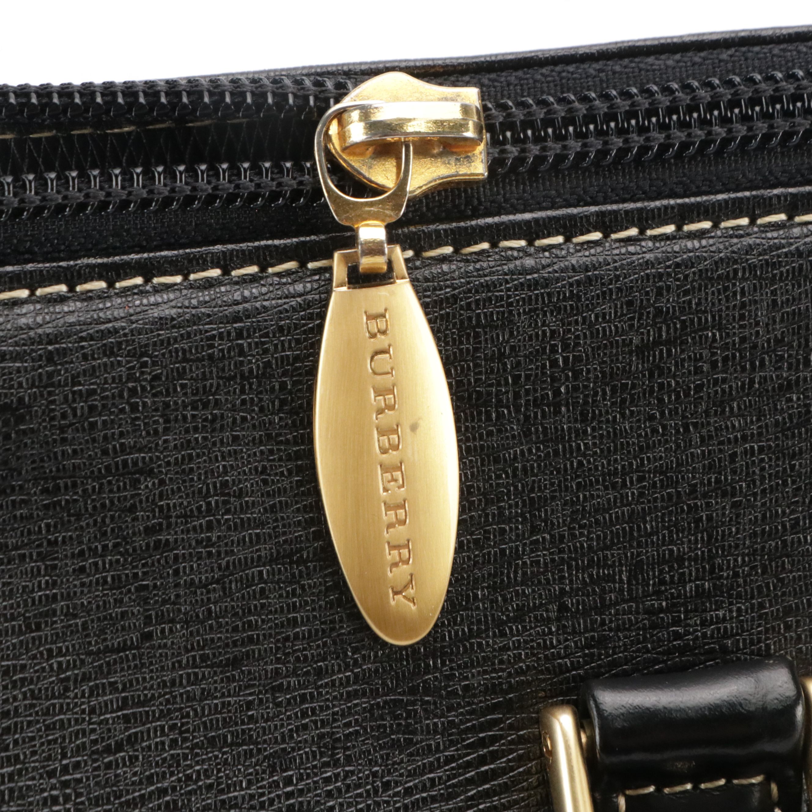 Burberry Barrel Handbag in Black Textured Leather