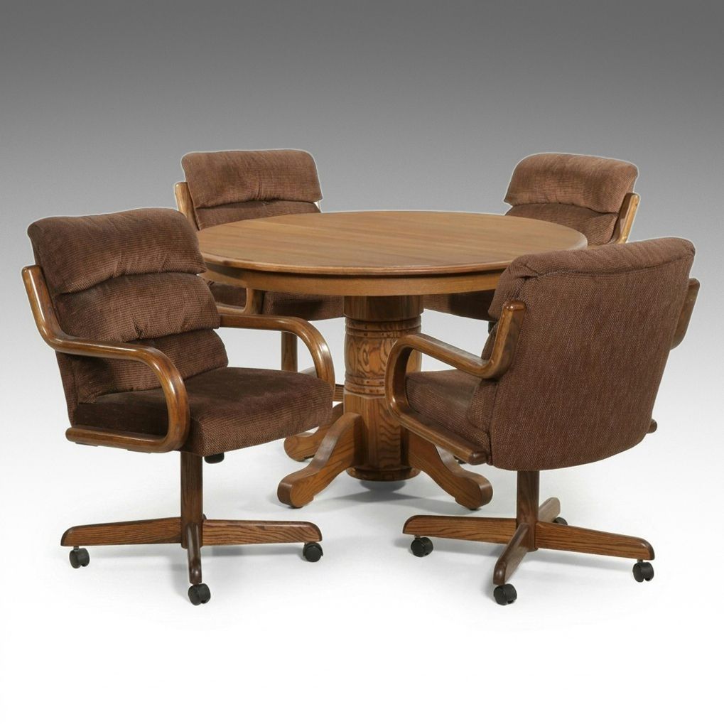 Oak Pedestal Dining Table with Four Douglas Furniture Chairs