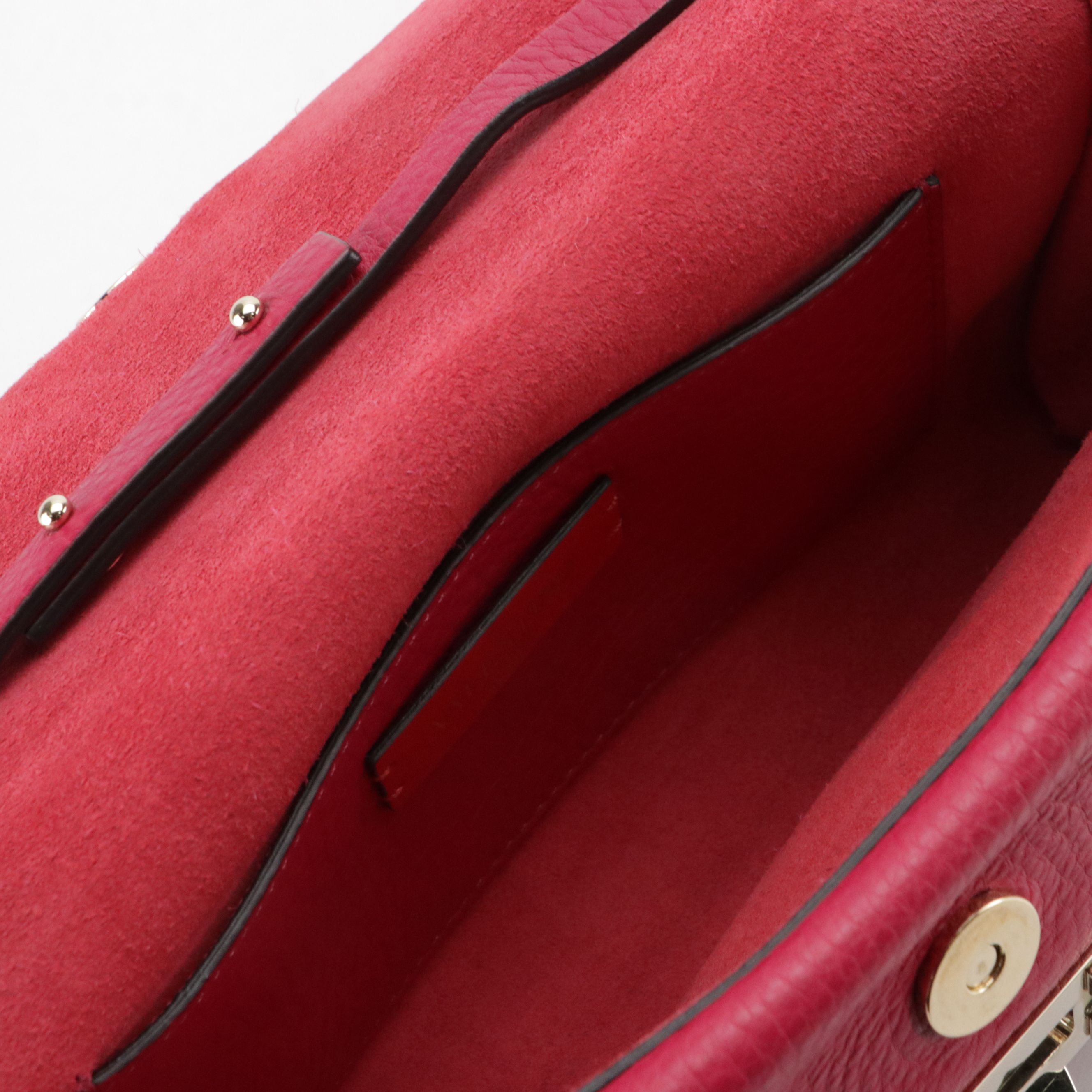 Valentino Double Flap Two-Way Crossbody Bag in Rockstud Pink Grained Leather