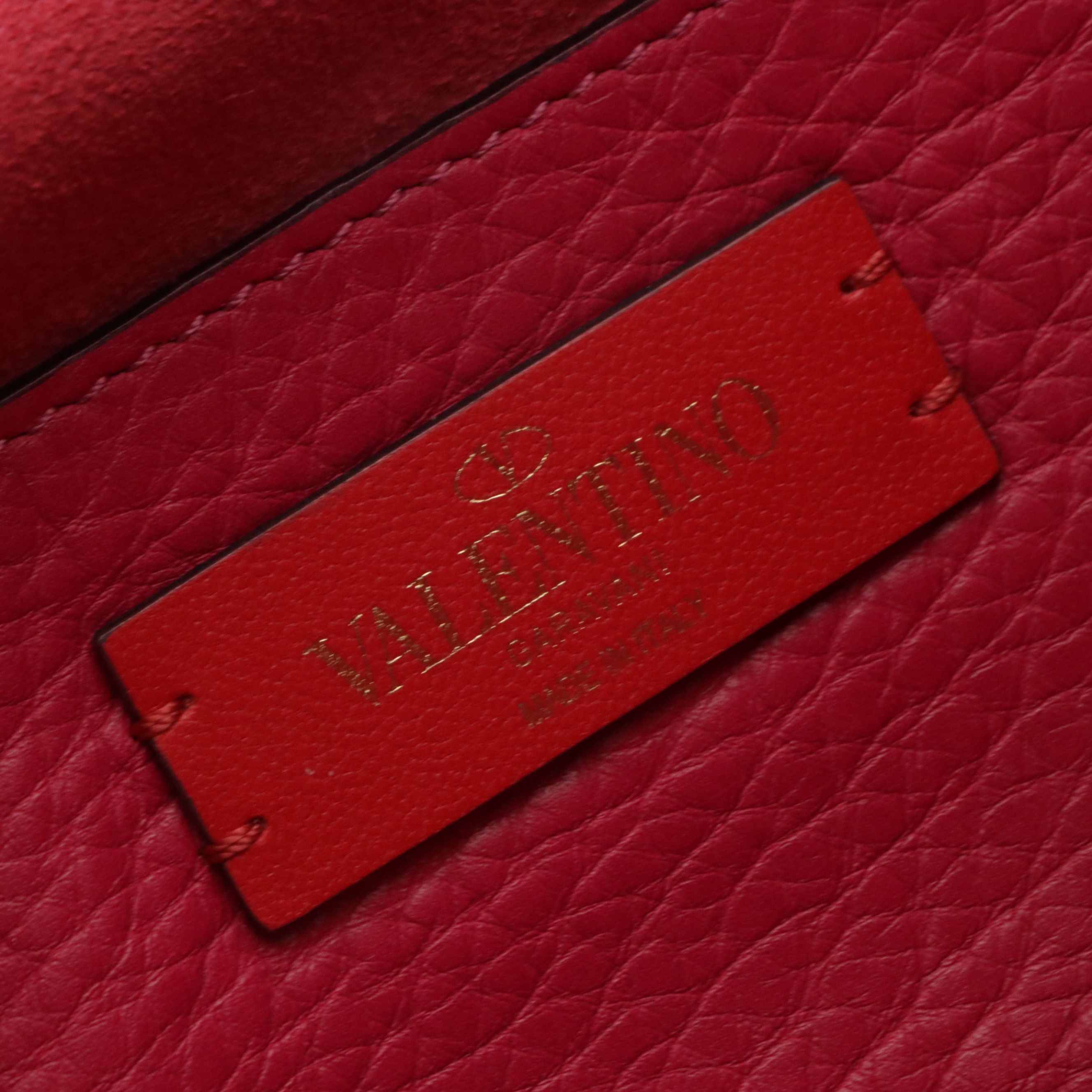 Valentino Double Flap Two-Way Crossbody Bag in Rockstud Pink Grained Leather