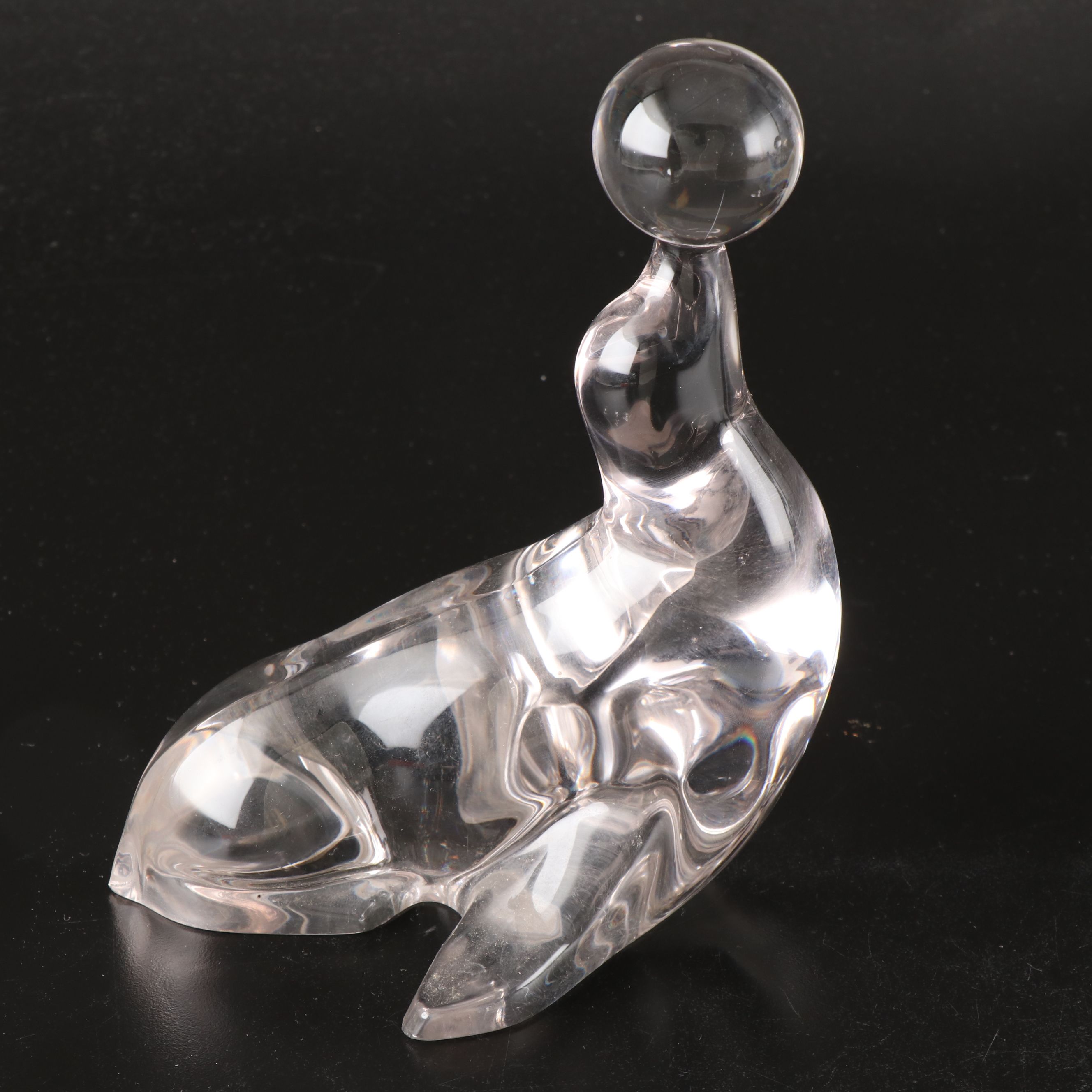 New Martinsville Glass Seal with Ball Bookend Pair