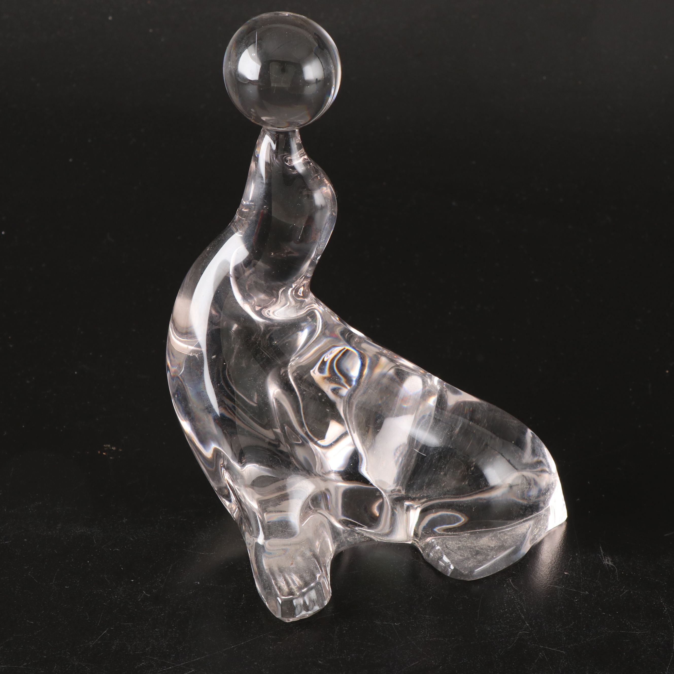 New Martinsville Glass Seal with Ball Bookend Pair