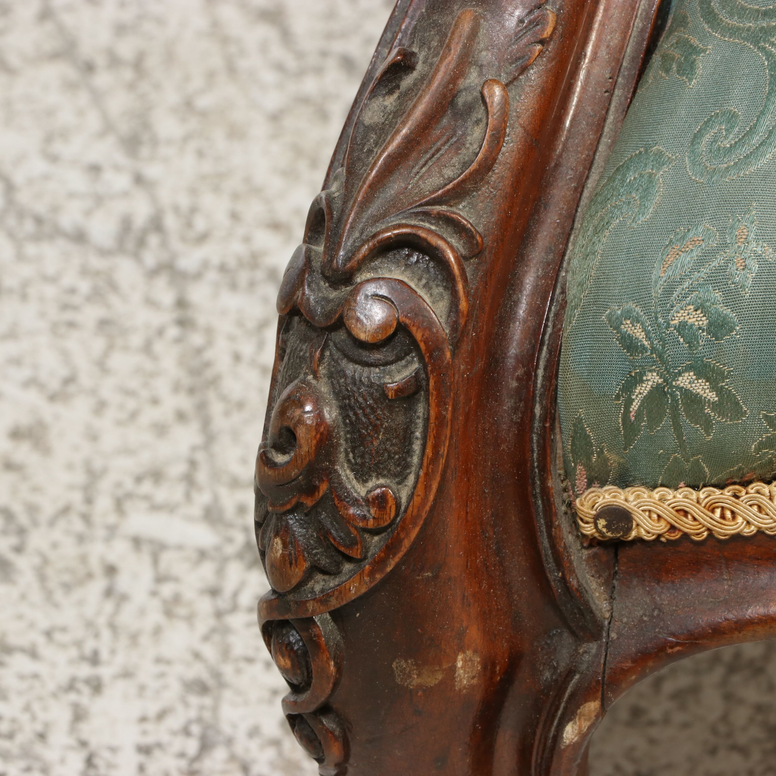 Victorian Rococo Revival Carved Walnut Gentlemen's Armchair, Mid-19th Century