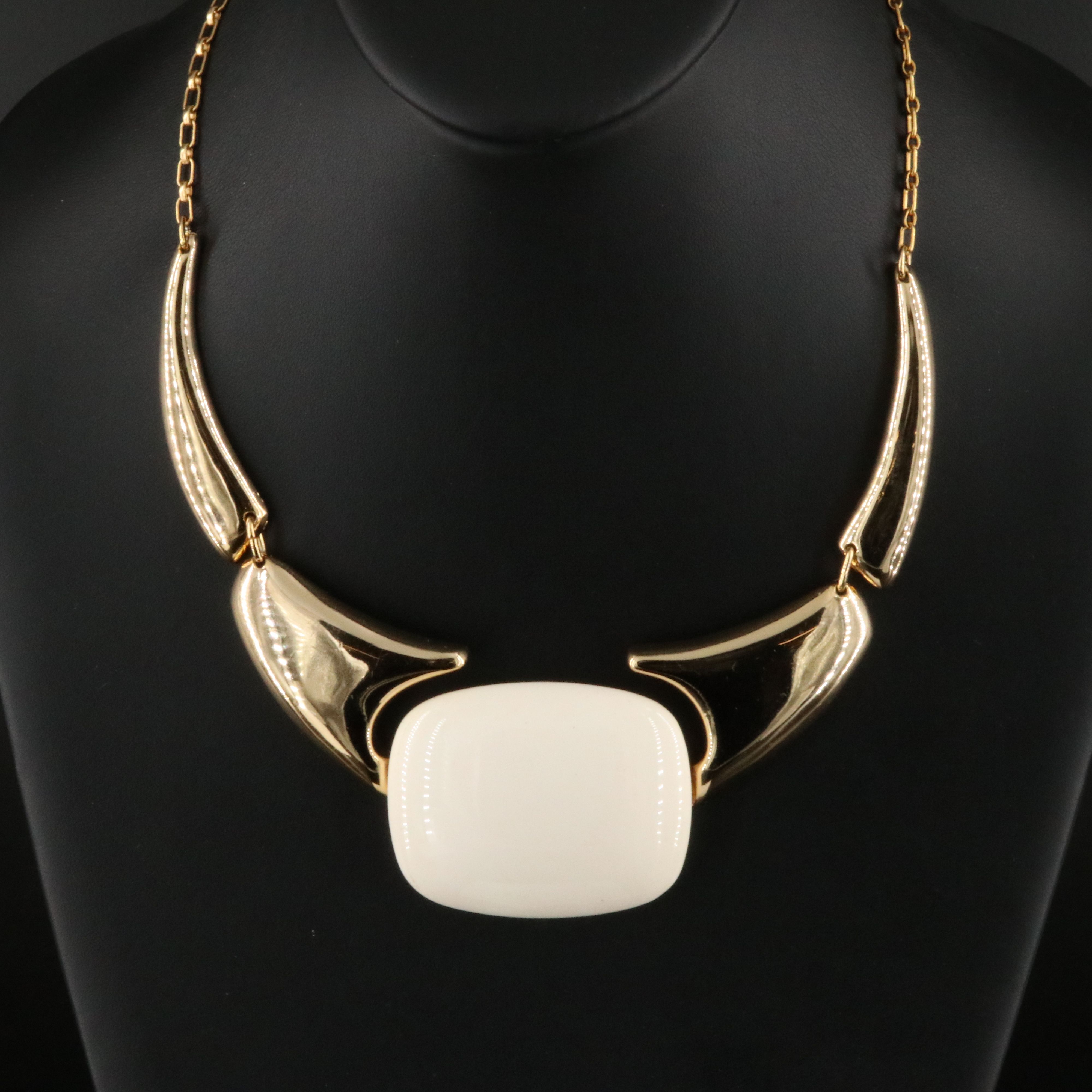 Lanvin Paris Cream Resin Collar Necklace