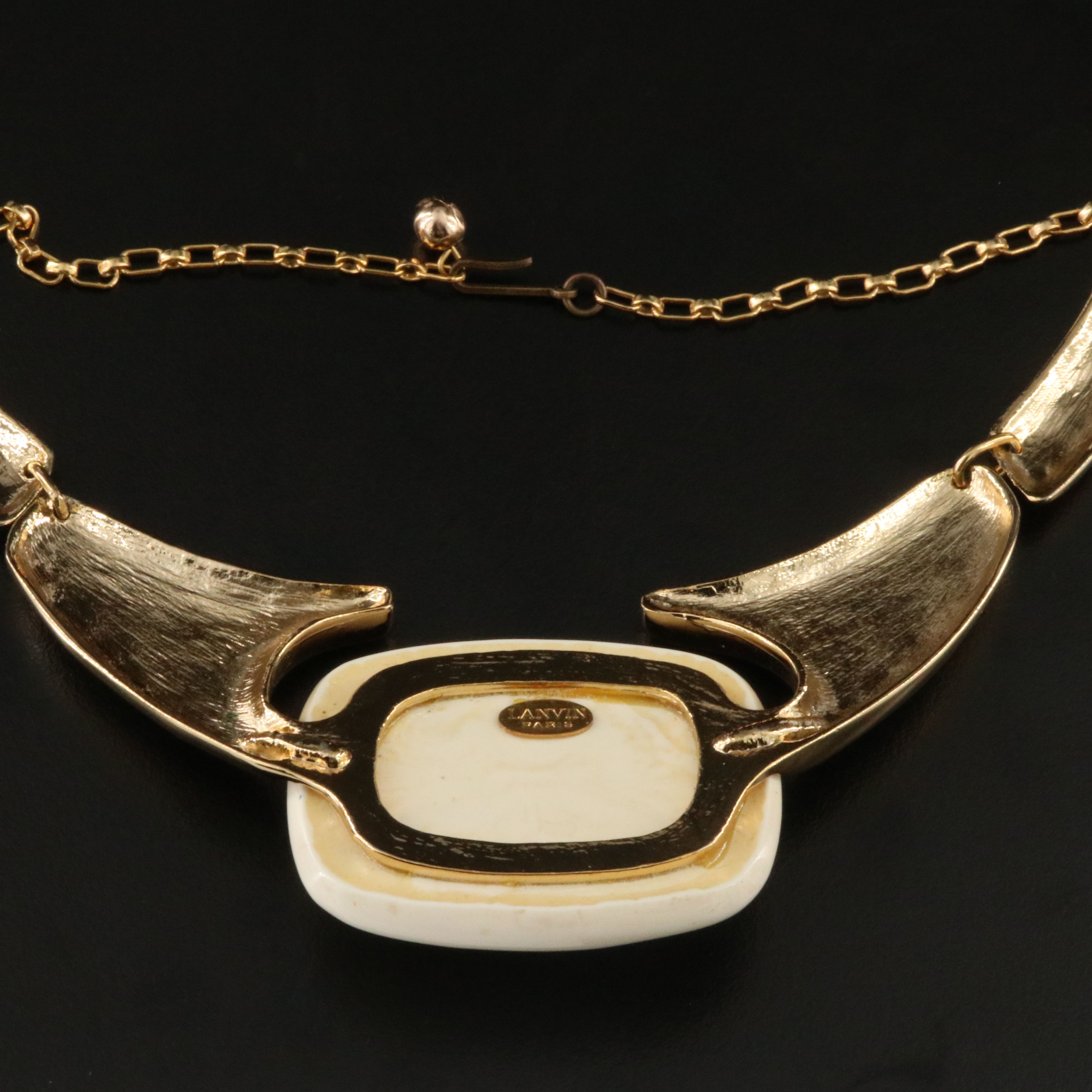 Lanvin Paris Cream Resin Collar Necklace
