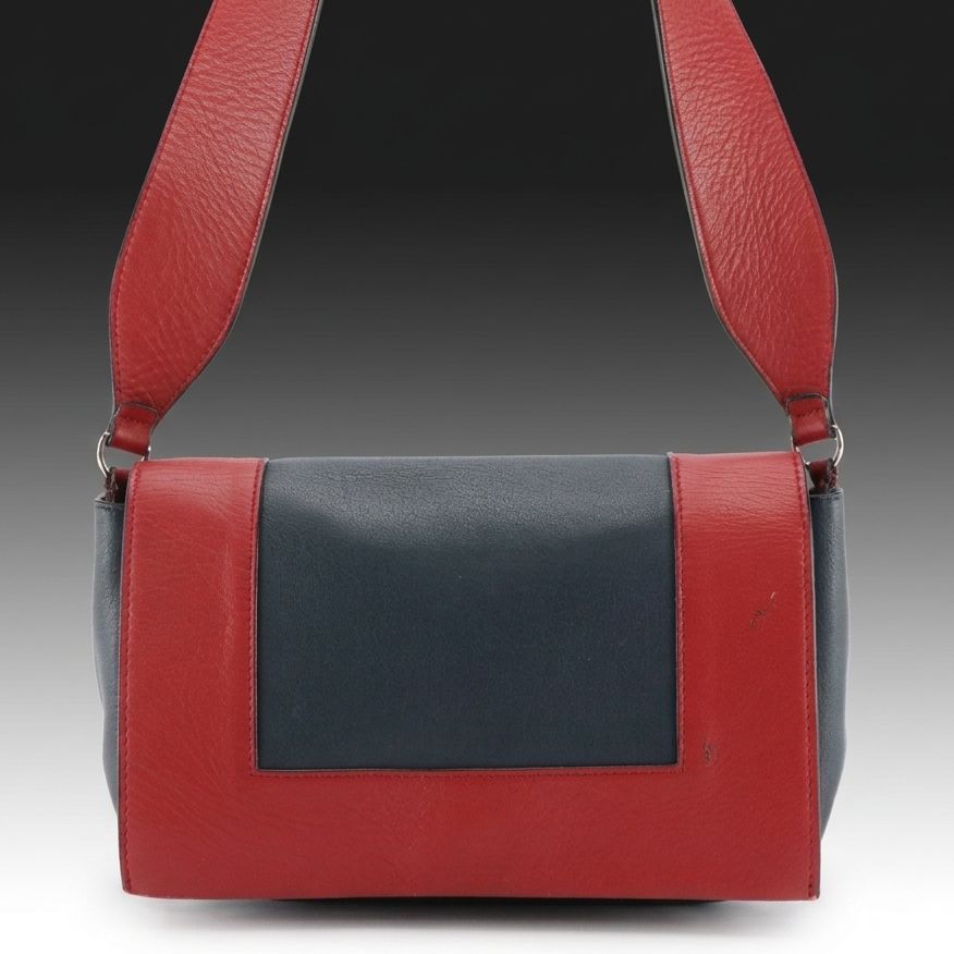 Celine Medium Frame Bag in Navy/Red Leather